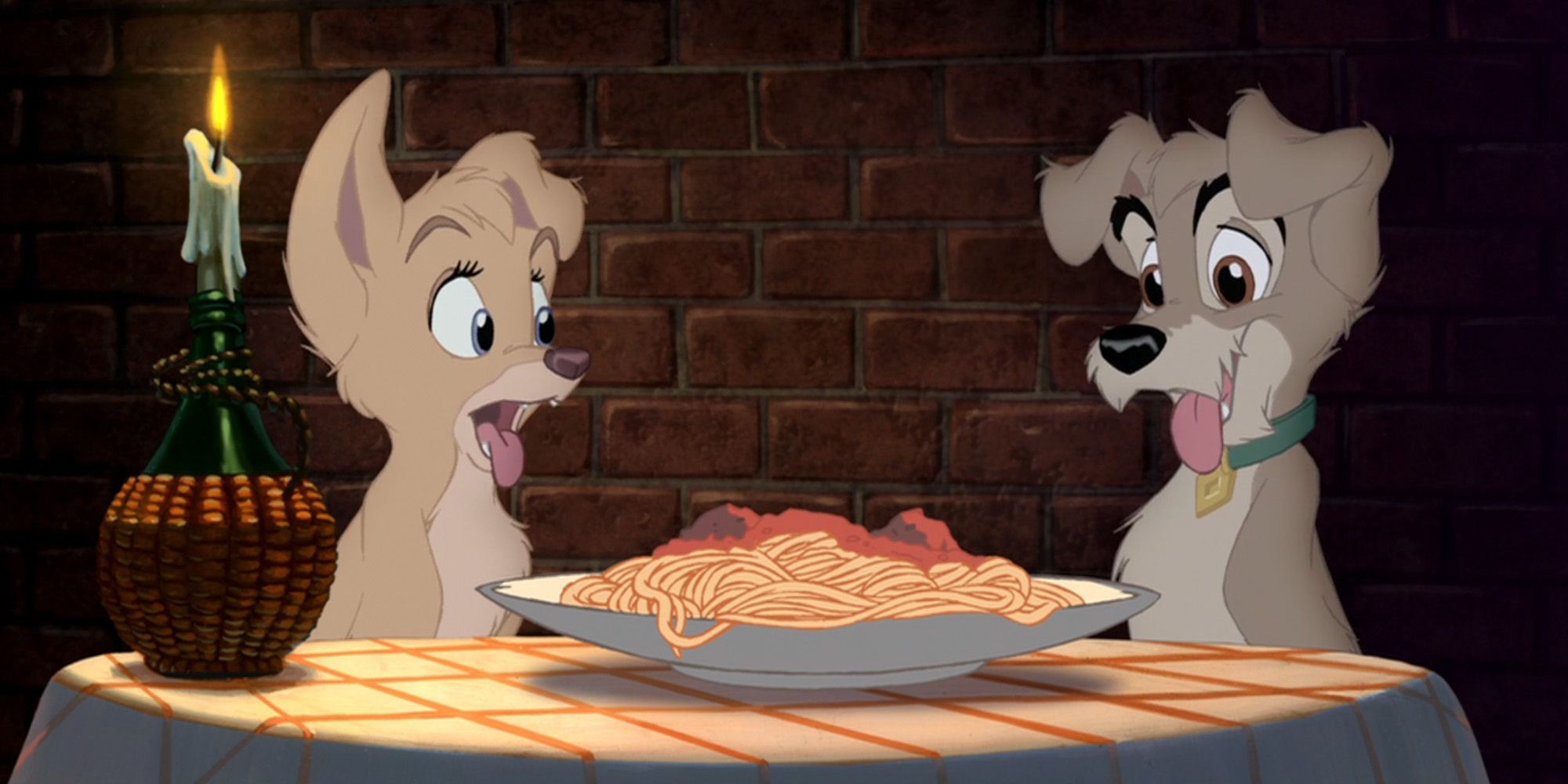 Lady And The Tramp 2: Scamp And Angel Eating Spaghetti 