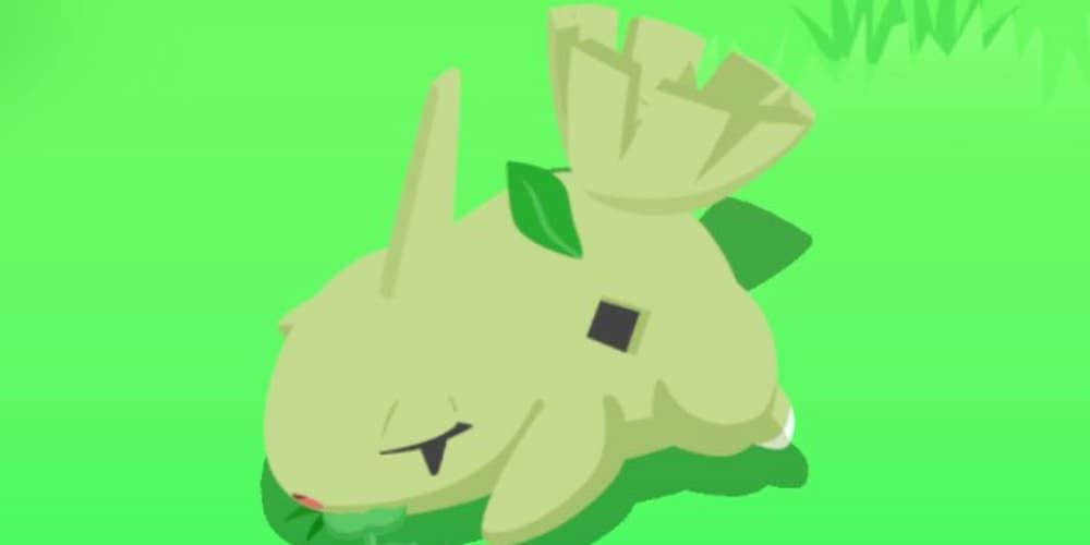 Larvitar snoozes on its stomach in Pokemon Sleep.