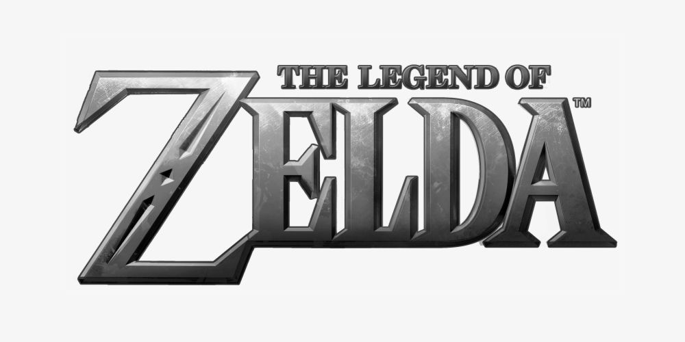 Legend of Zelda logo grey metallic