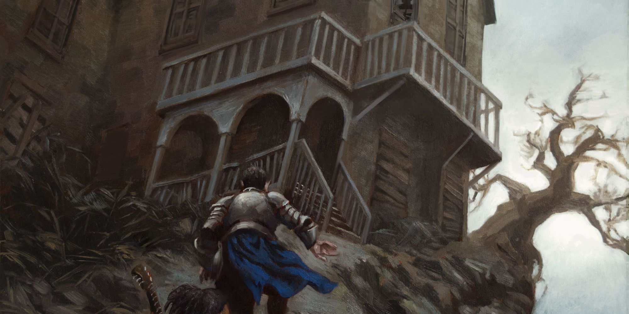 marching up to a house on a cliffside from ghosts of the saltmarsh from wizards of the coast