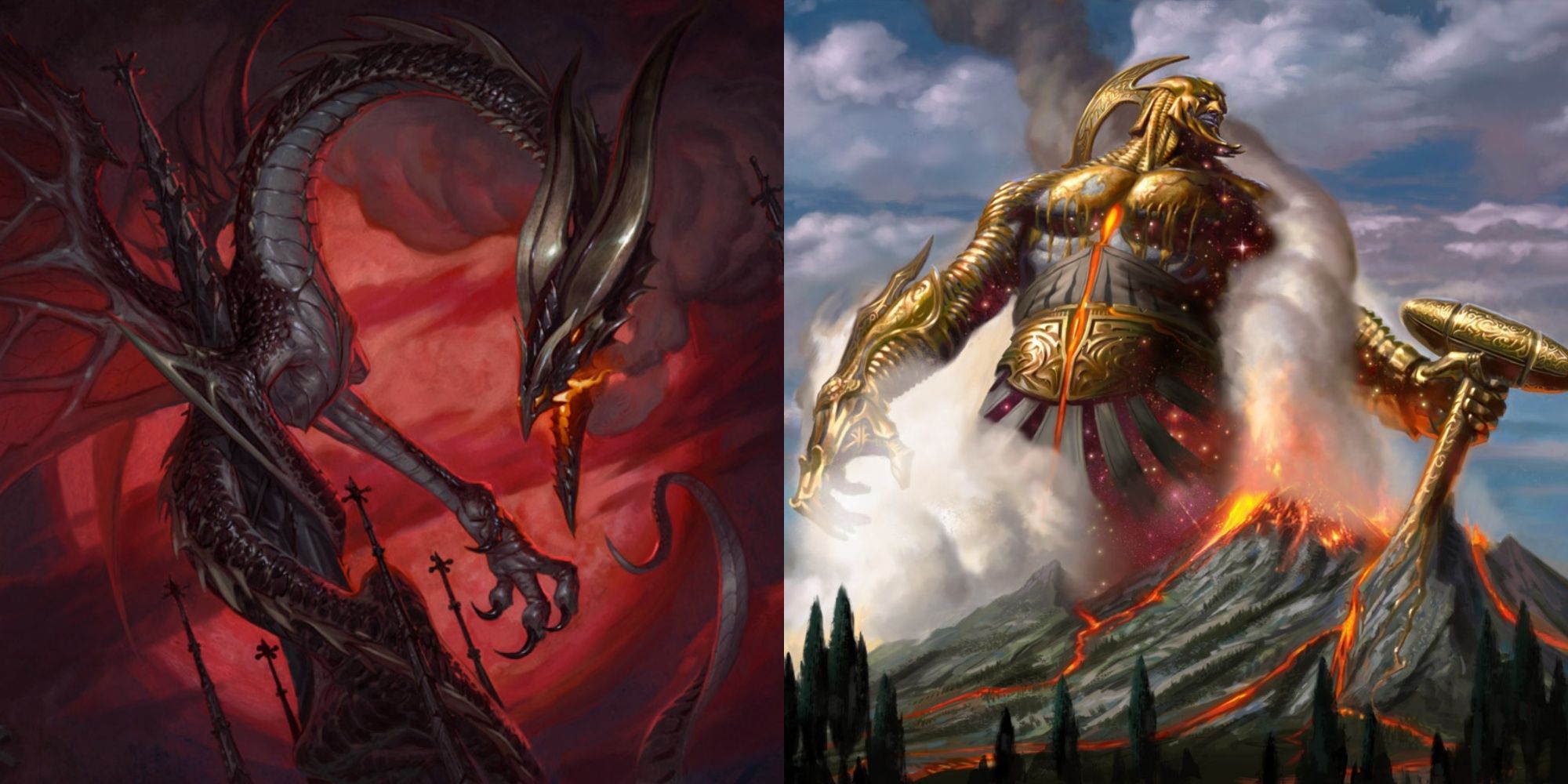 MTG Balefire Dragon and Purphoros, God Of The Forge card art