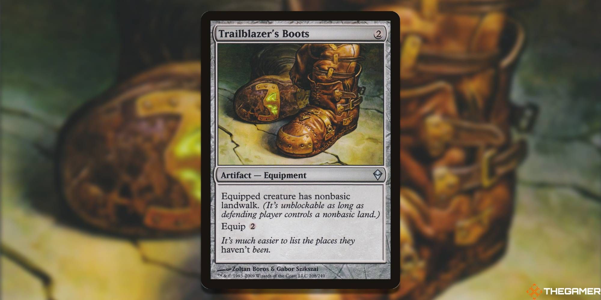 MTG Trailblazer's Boots card and art background