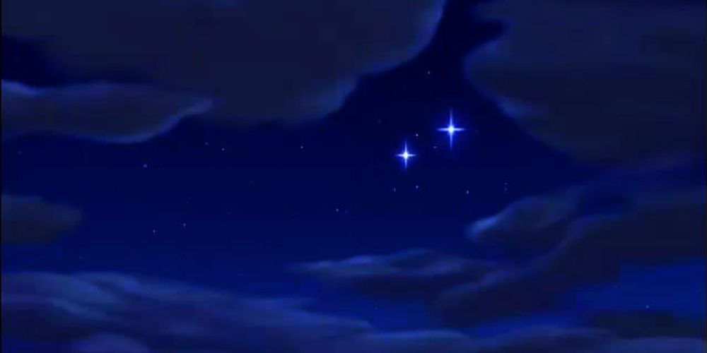 Peter Pan Second Star to the Right Night Sky Two Stars twinkle