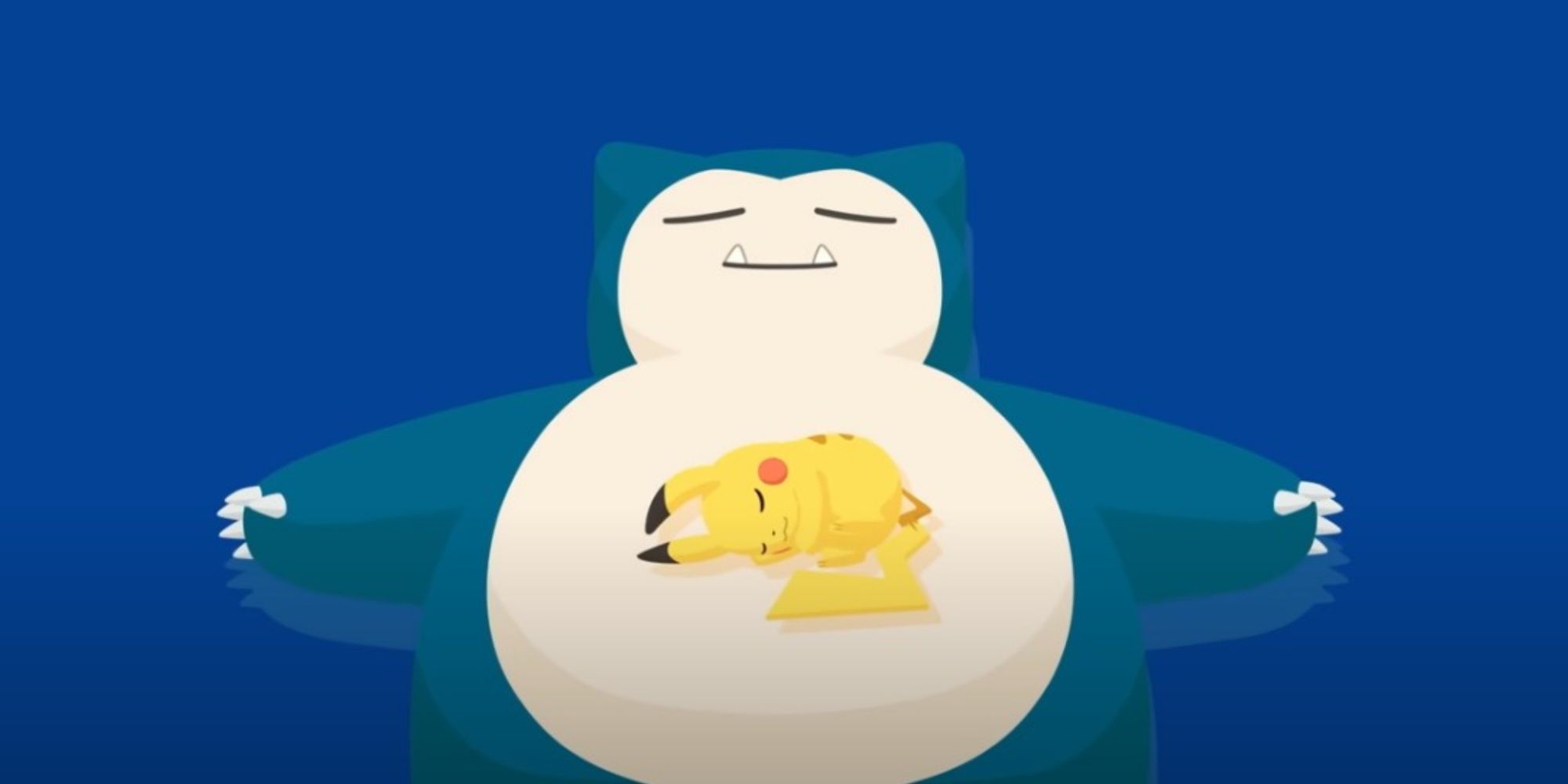 Pikachu sleeping on Snorlax's belly in Pokemon Sleep