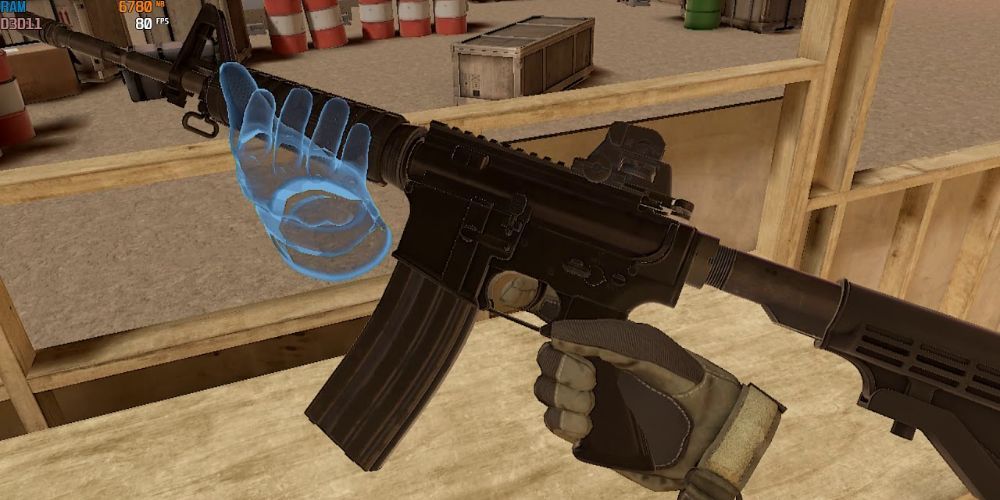 Reloading an M16 rifle in VR
