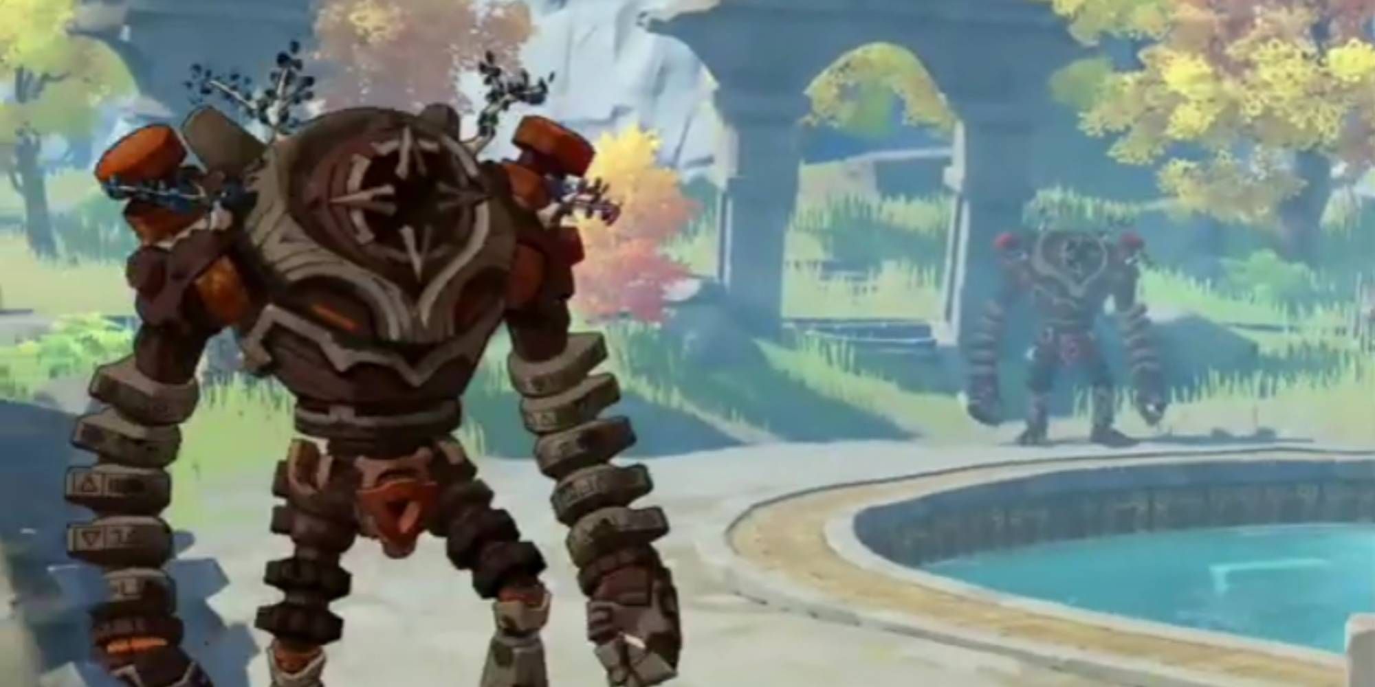 Two Ruin Guards, one in the foreground and one in the background in Genshin Impact