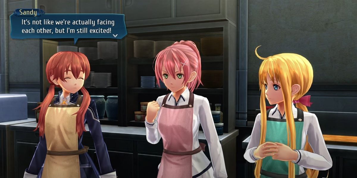 Sandy and friends preparing for a cookoff together in Trails into Reverie
