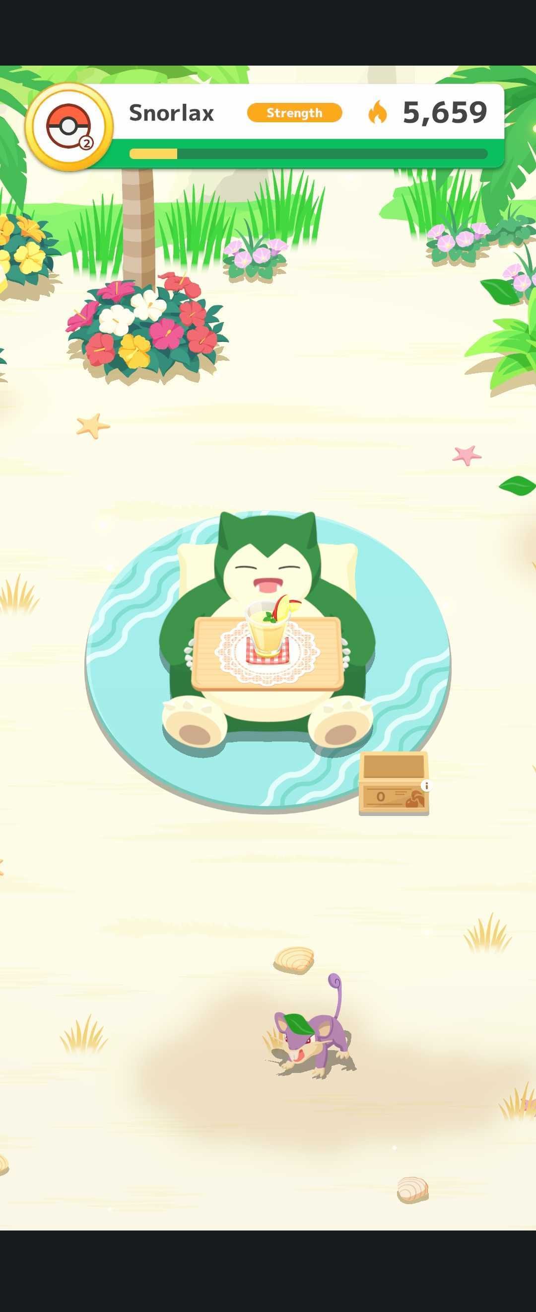 Shiny Snorlax drinking a beverage in Pokemon Sleep