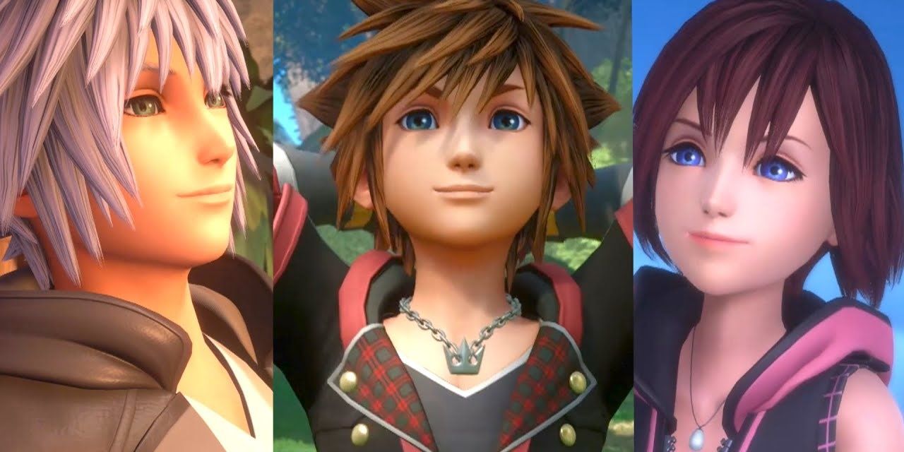 Left to right: Riku, Sora, and Kairi