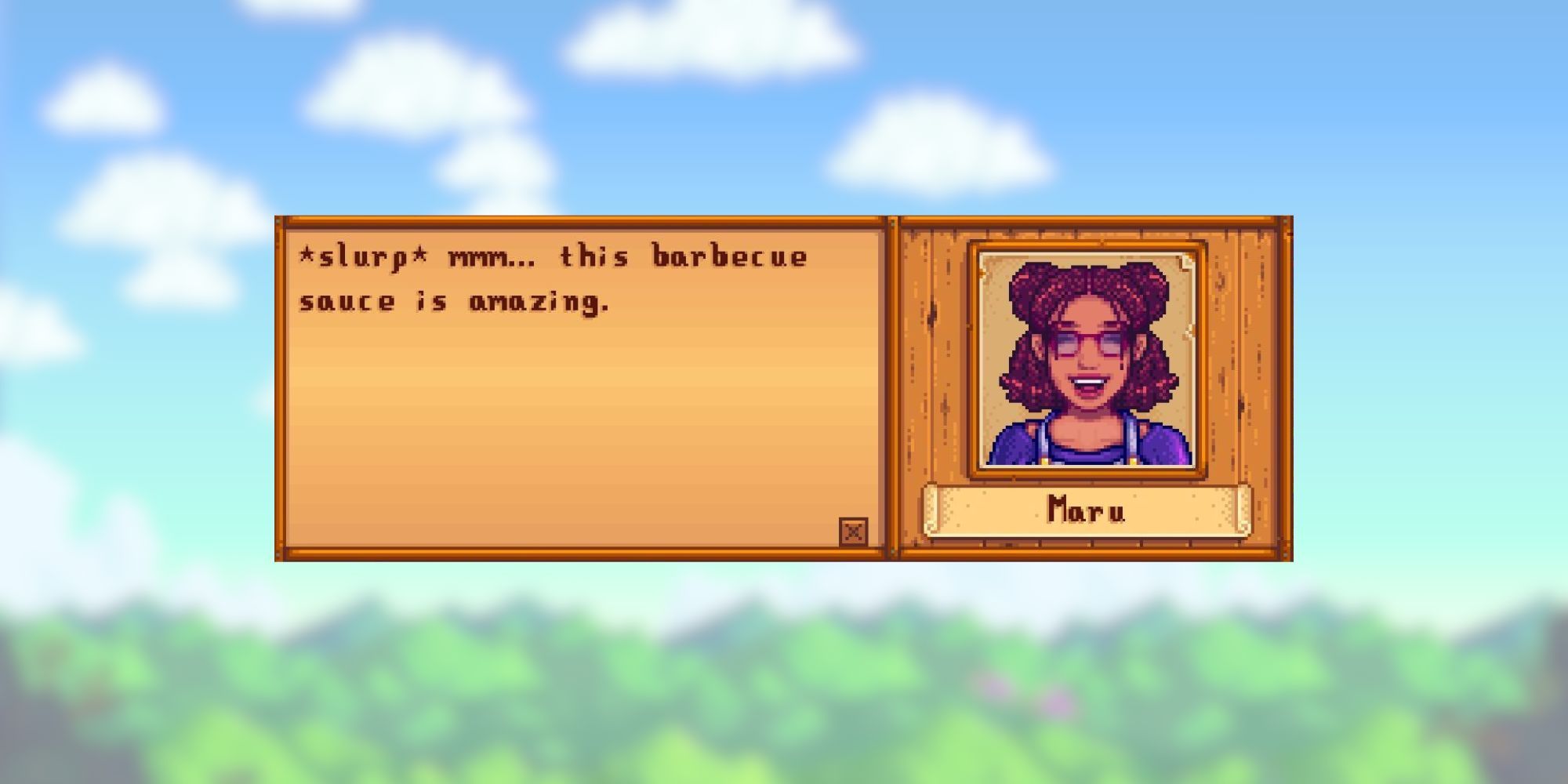 stardew valley maru quote: "*slurp* mmm... this barbecue sauce is amazing."