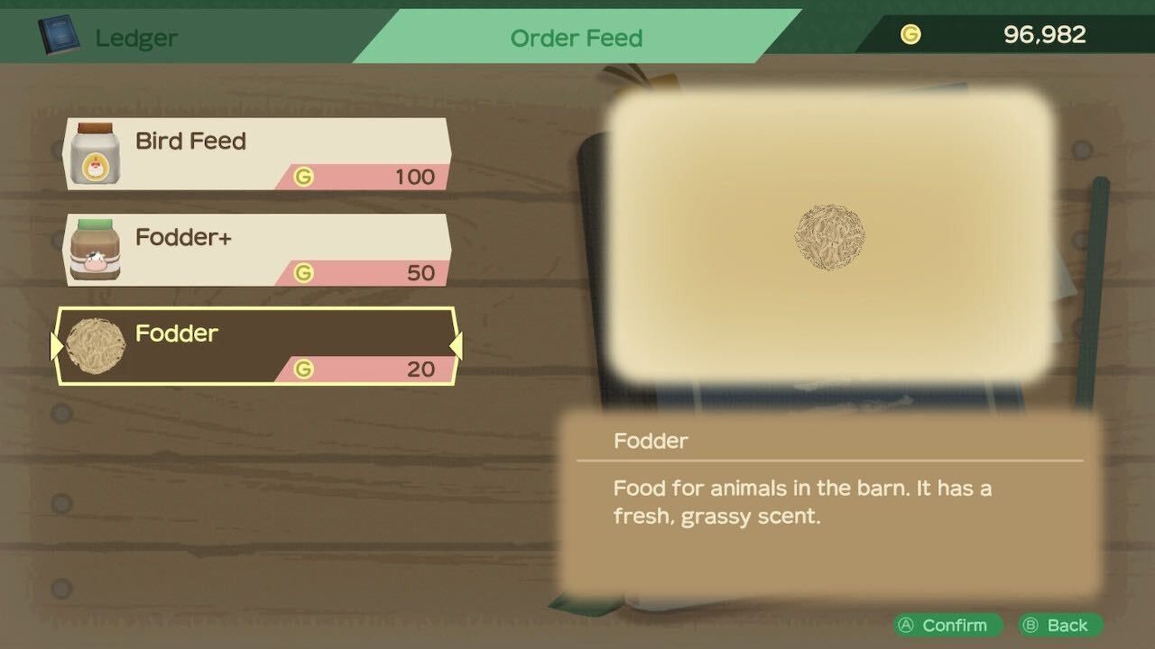 story of seasons a wonderful life fodder in the ledger
