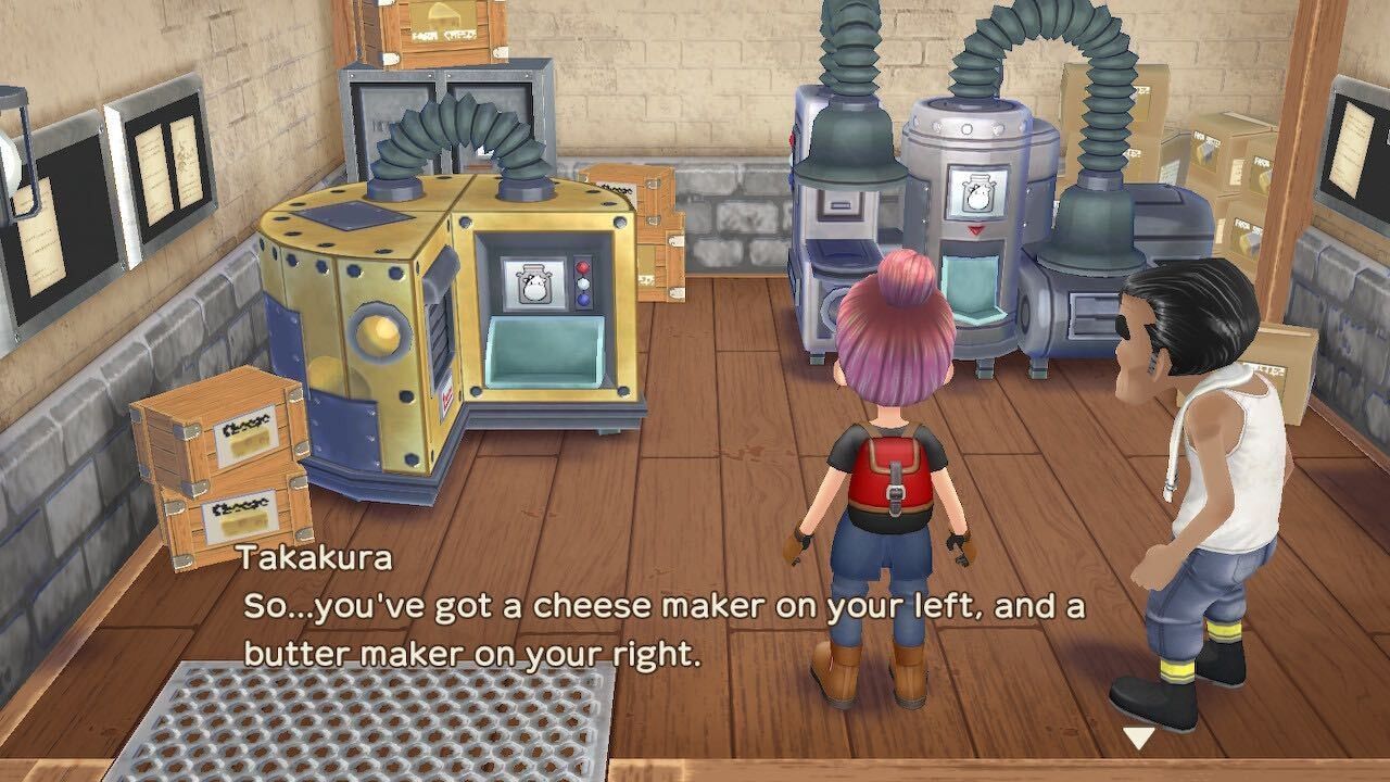 story of seasons a wonderful life processing room milk and cheese takakura explaining how the milk and cheese machines work