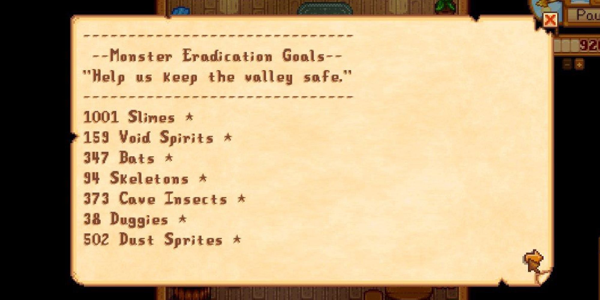 The Monster Eradication Quest in Stardew Valley