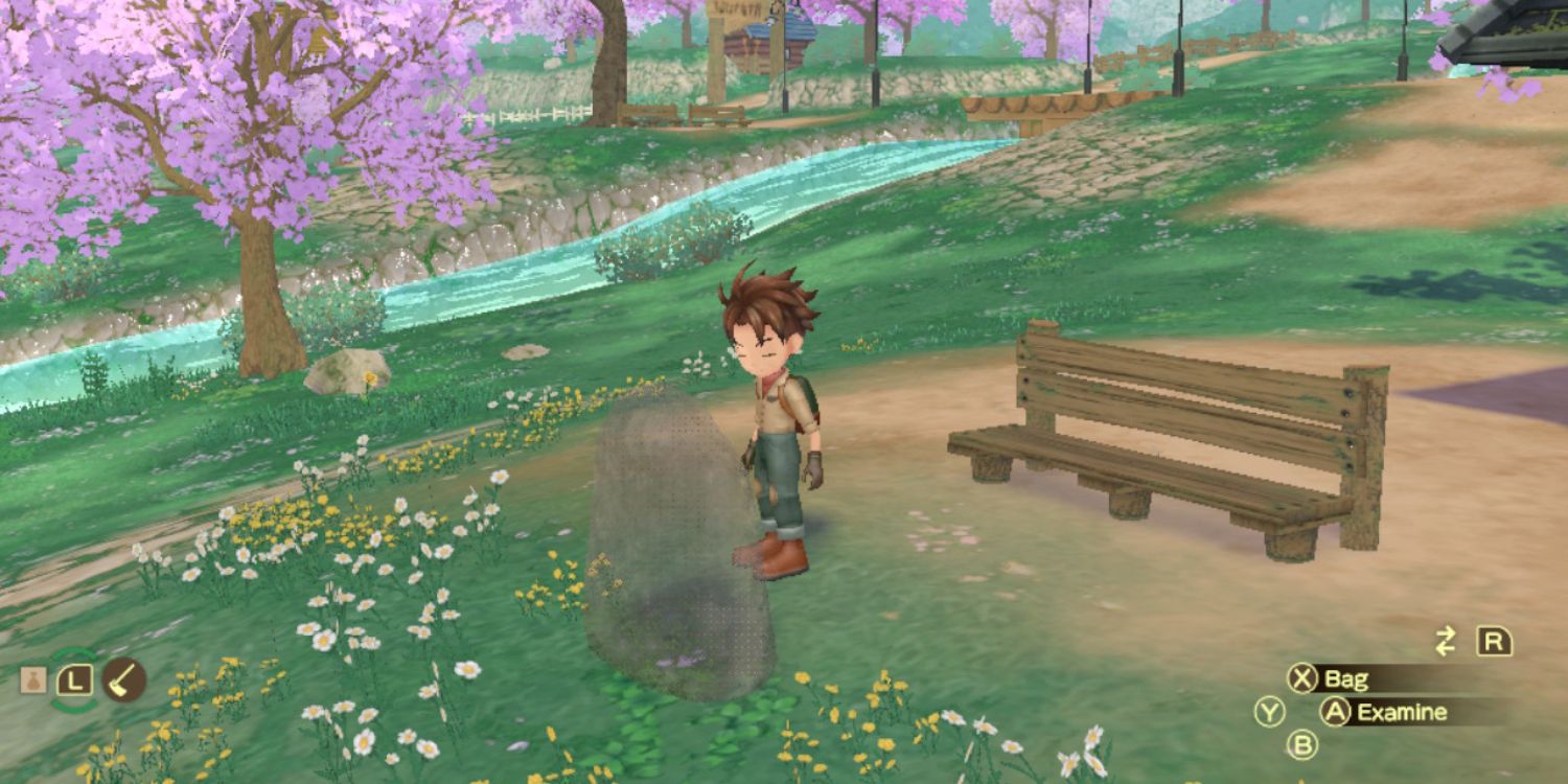 The player in front of Nina's Grave in Story of Seasons A Wonderful Life