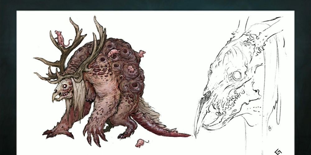 The Rat King over white background concept art
