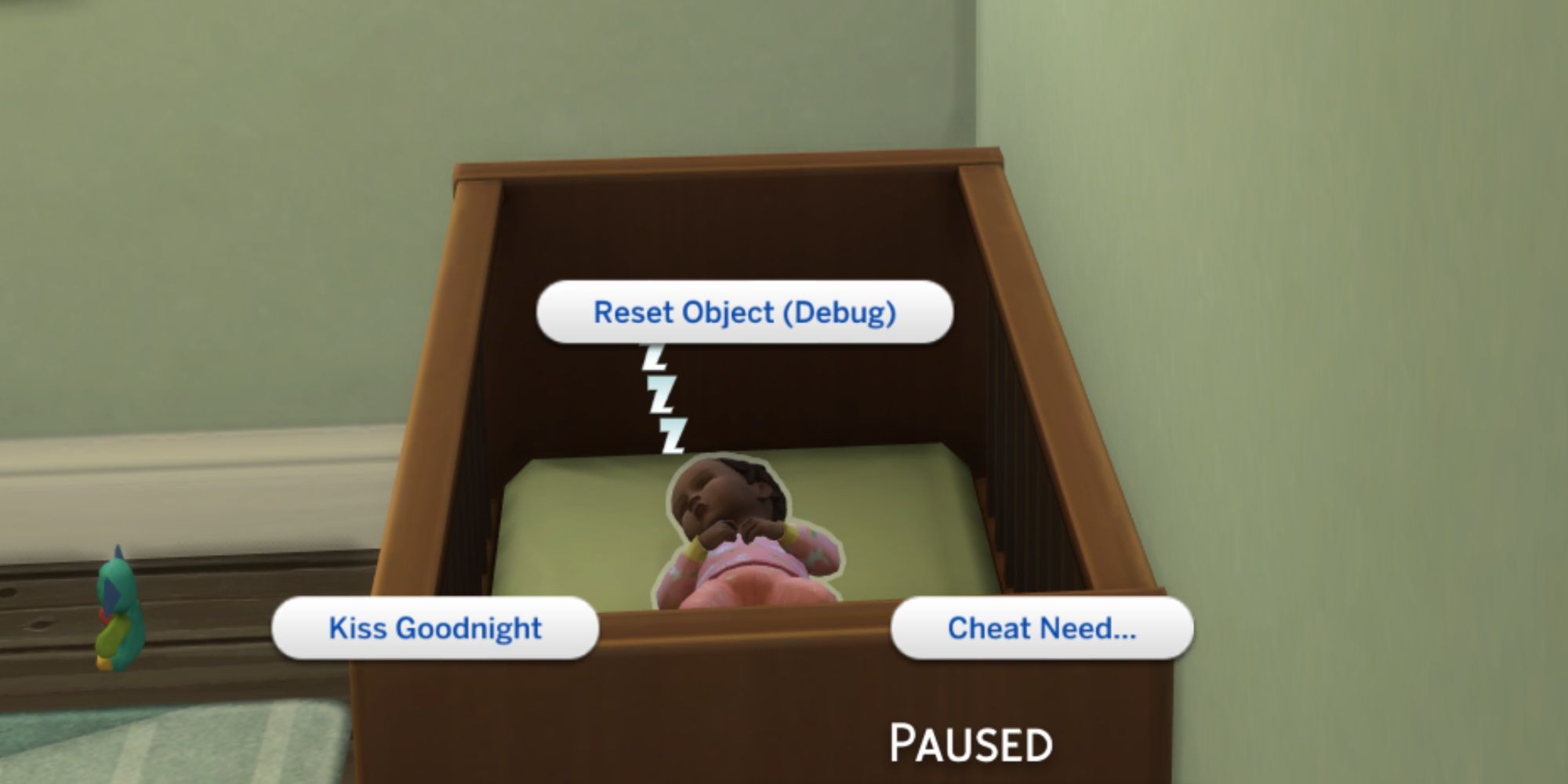 The Sims 4 - right clicking on infant sim to cheat need