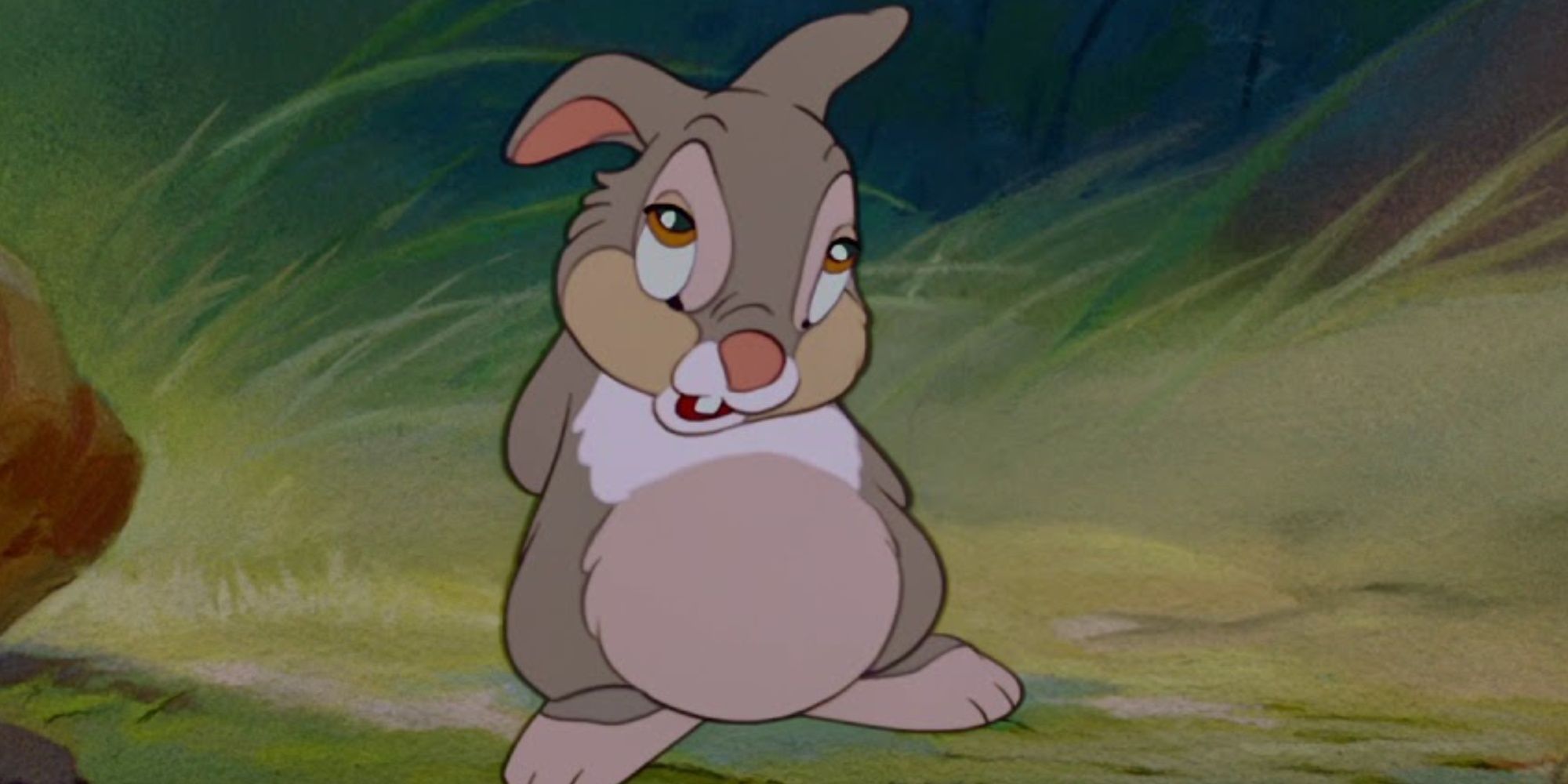 Thumper with his paws behind his back in Bambi