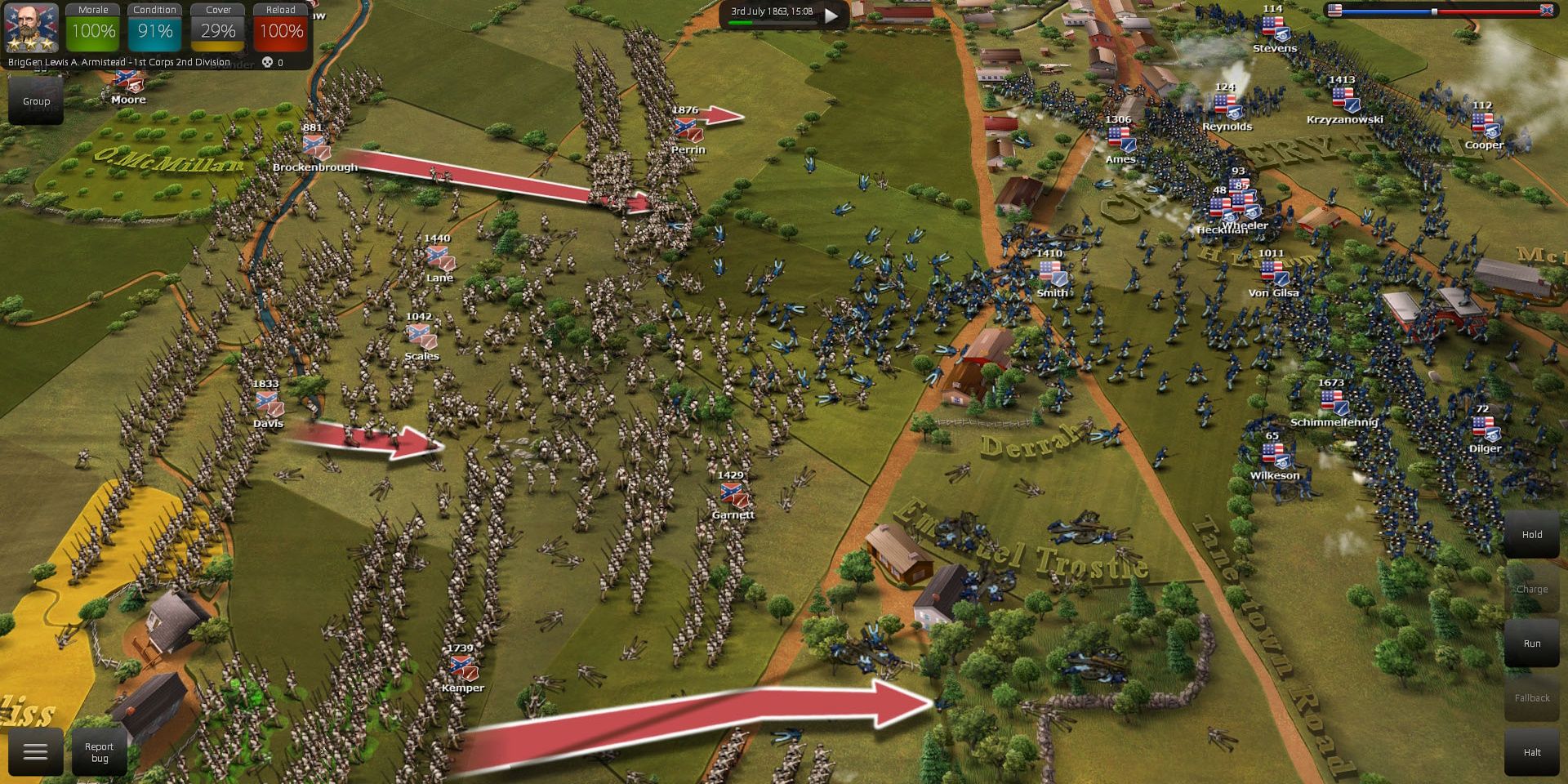 Gameplay screenshot via Steam for Ultimate General Gettysburg