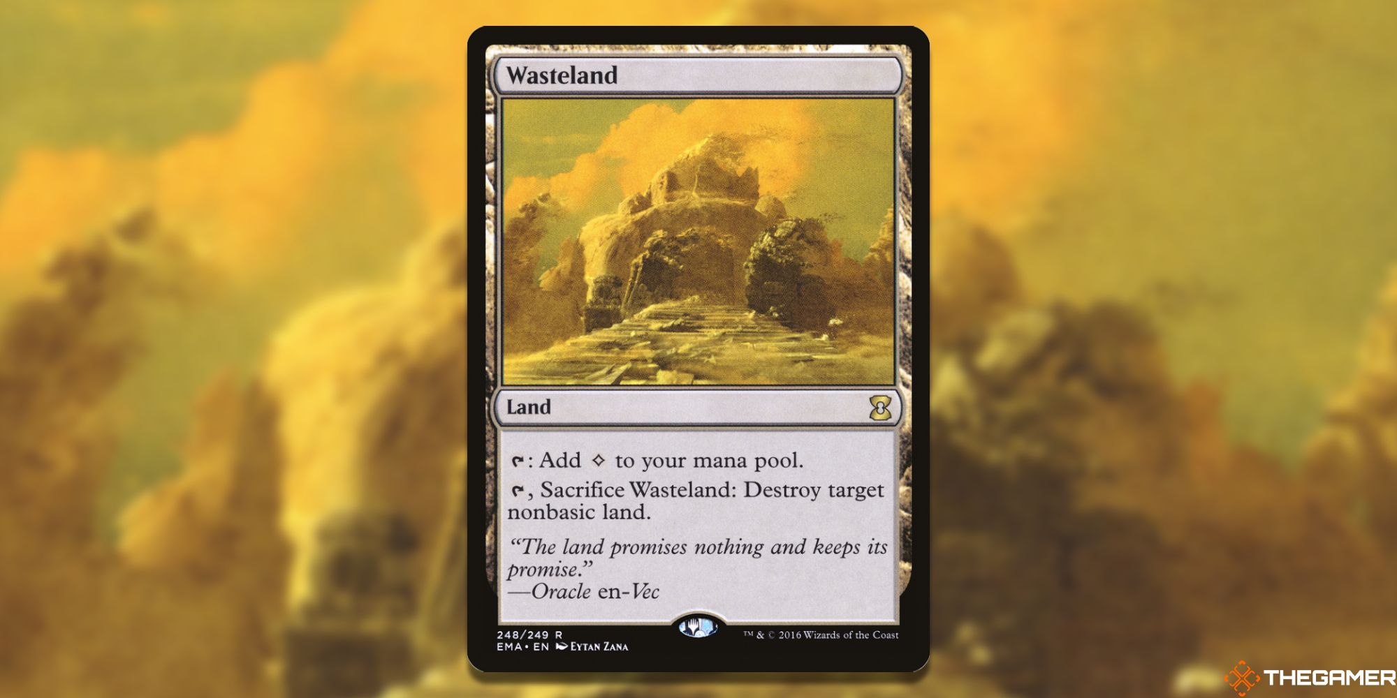 Image of the Wasteland  card in Magic: The Gathering, with artby Eytan Zana