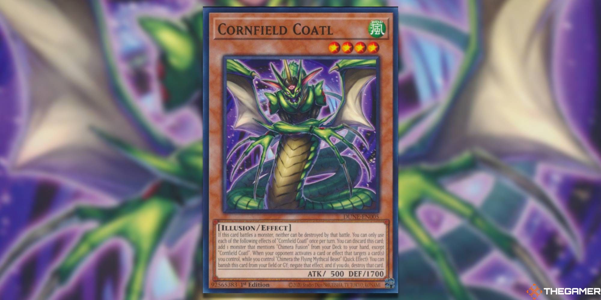 cornfield coatl card from yugioh duelist nexus booster pack