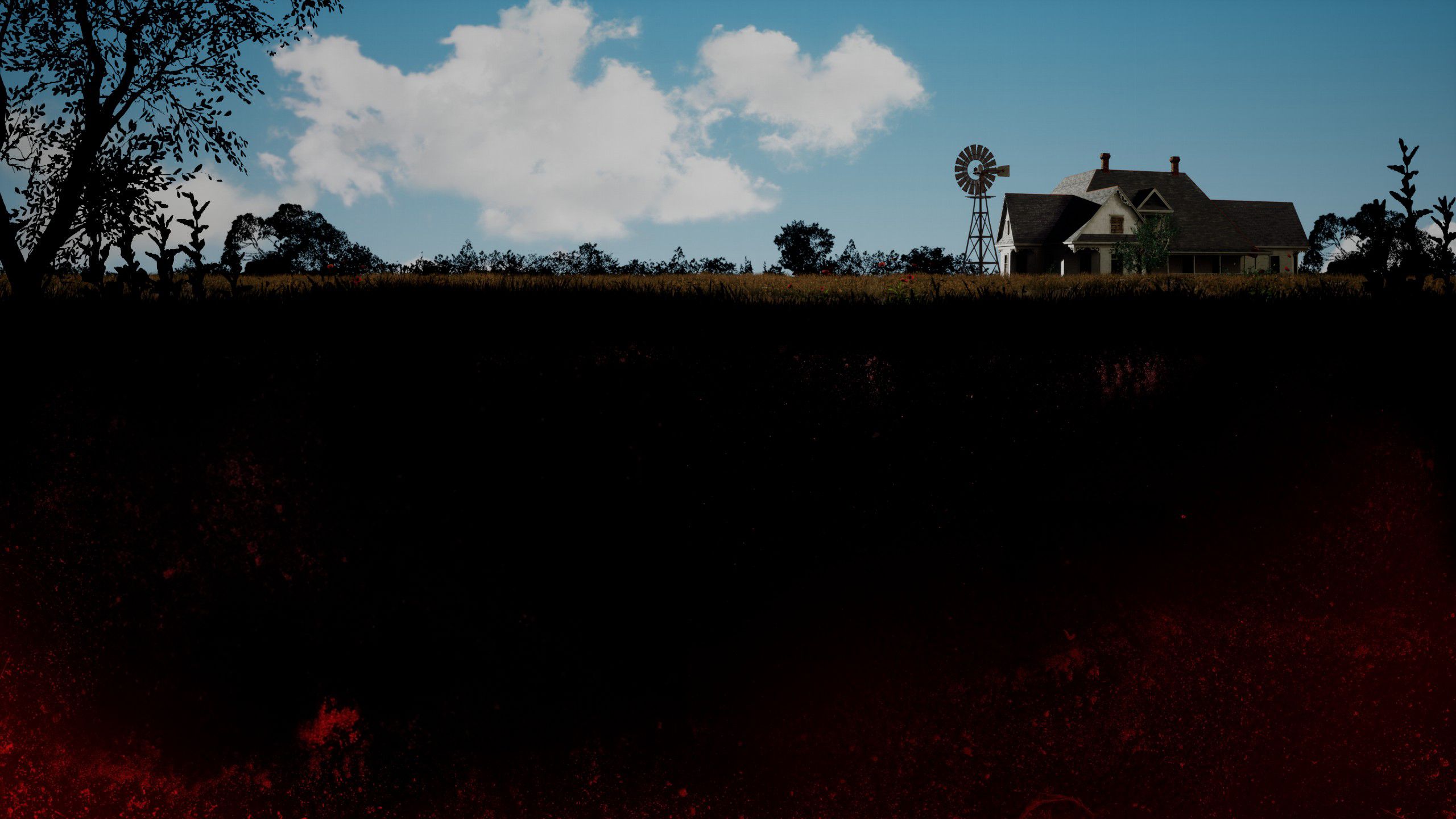 Texas Chain Saw Massacre title screen showing a house in the countryside