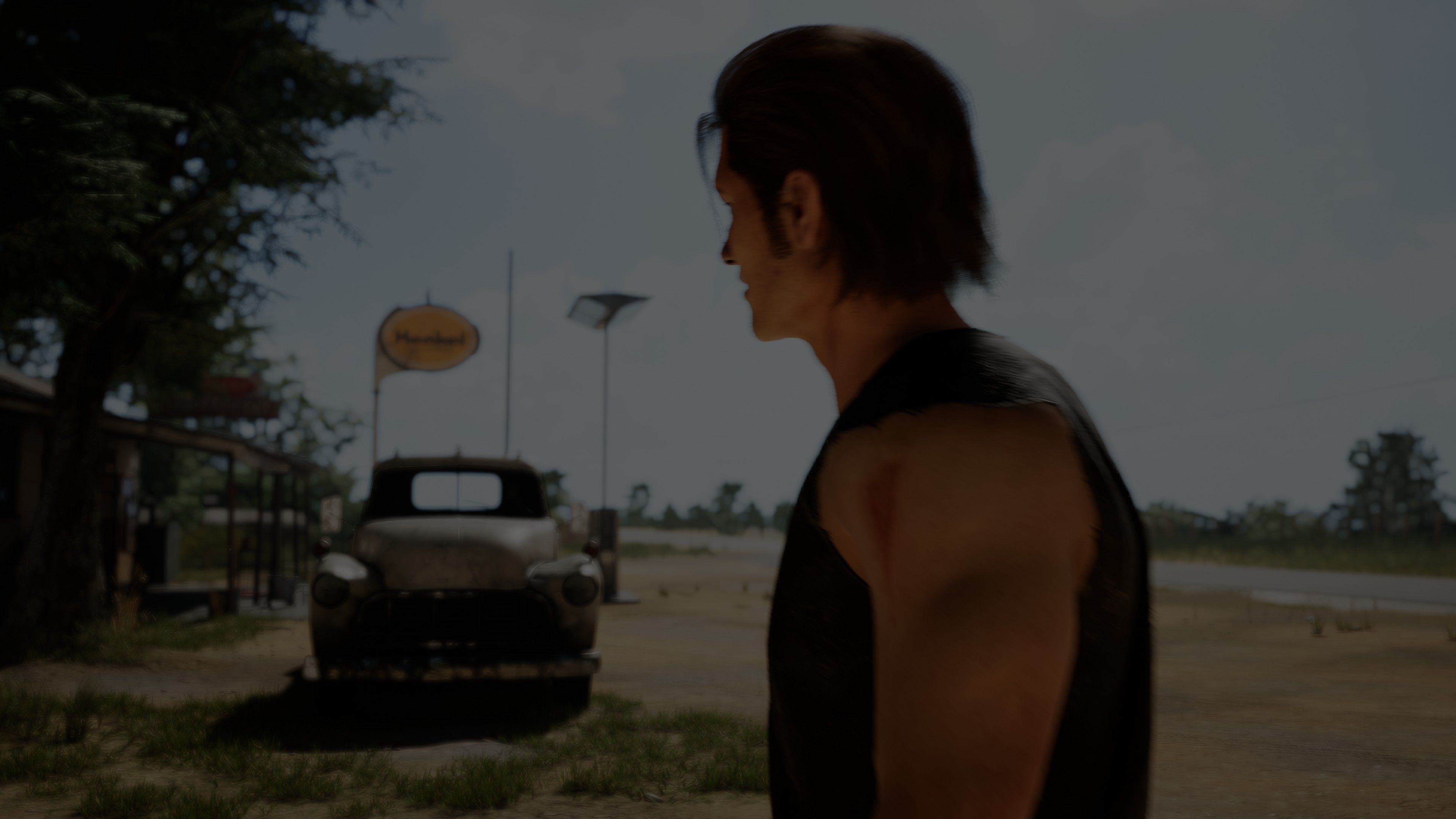 Texas Chain Saw Massacre killer standing on the road