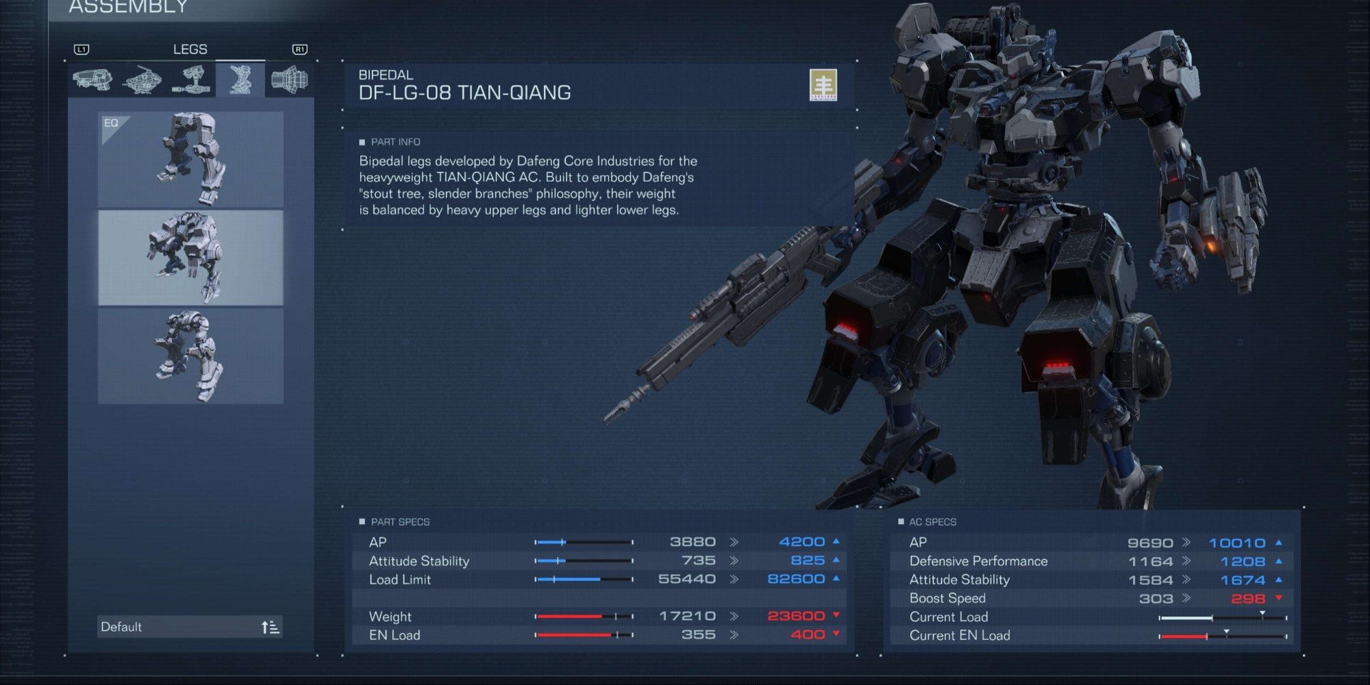 Tian-Qiang leg part in Armored Core 6 