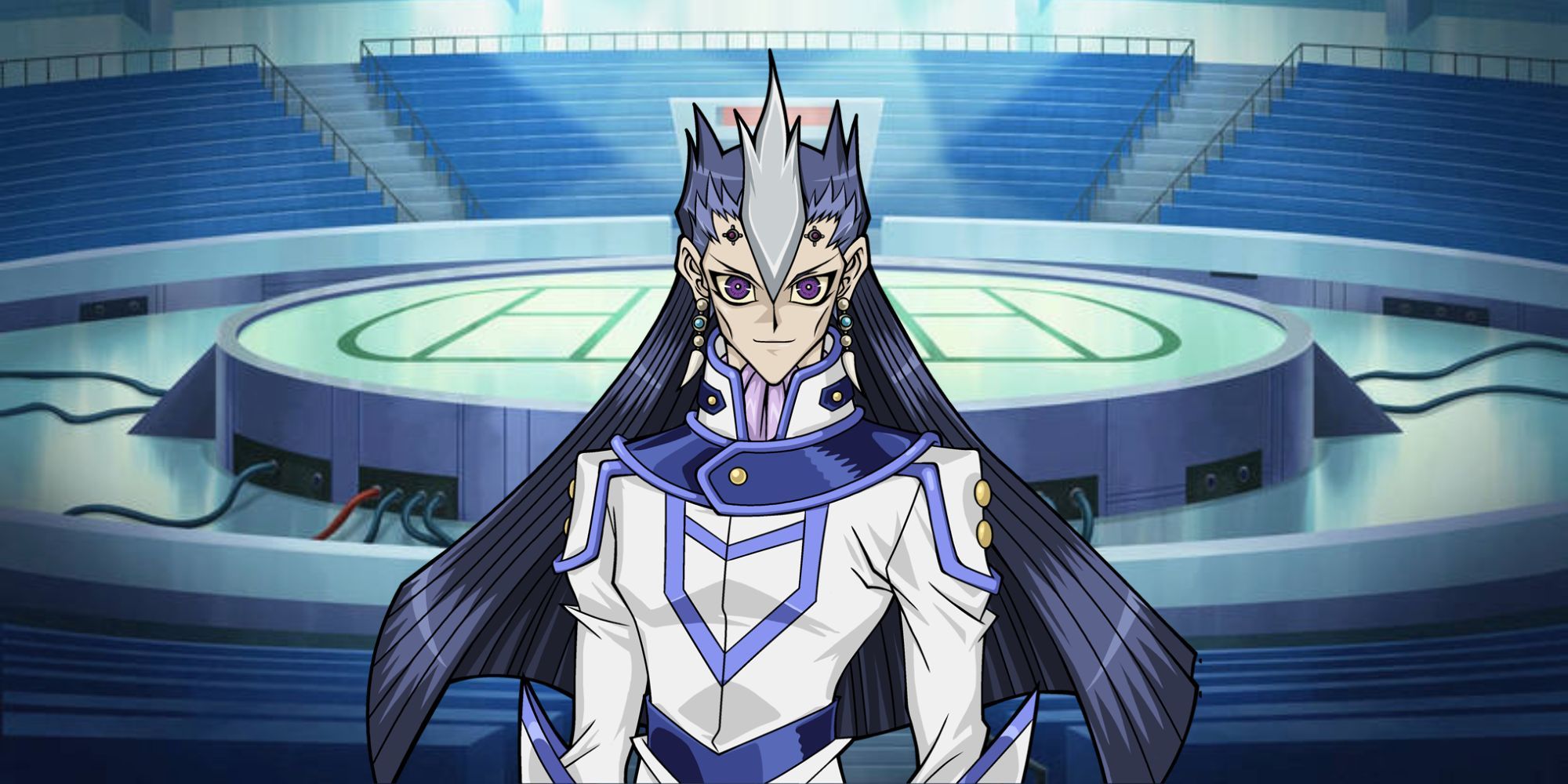 Yu-Gi-Oh! GX Character: Sartorius With the GX Arena In The Background