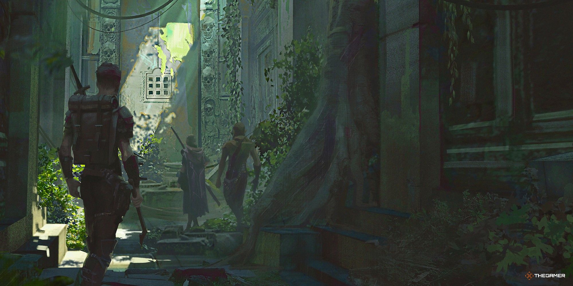 A group of adventurers heading toward cursed temple