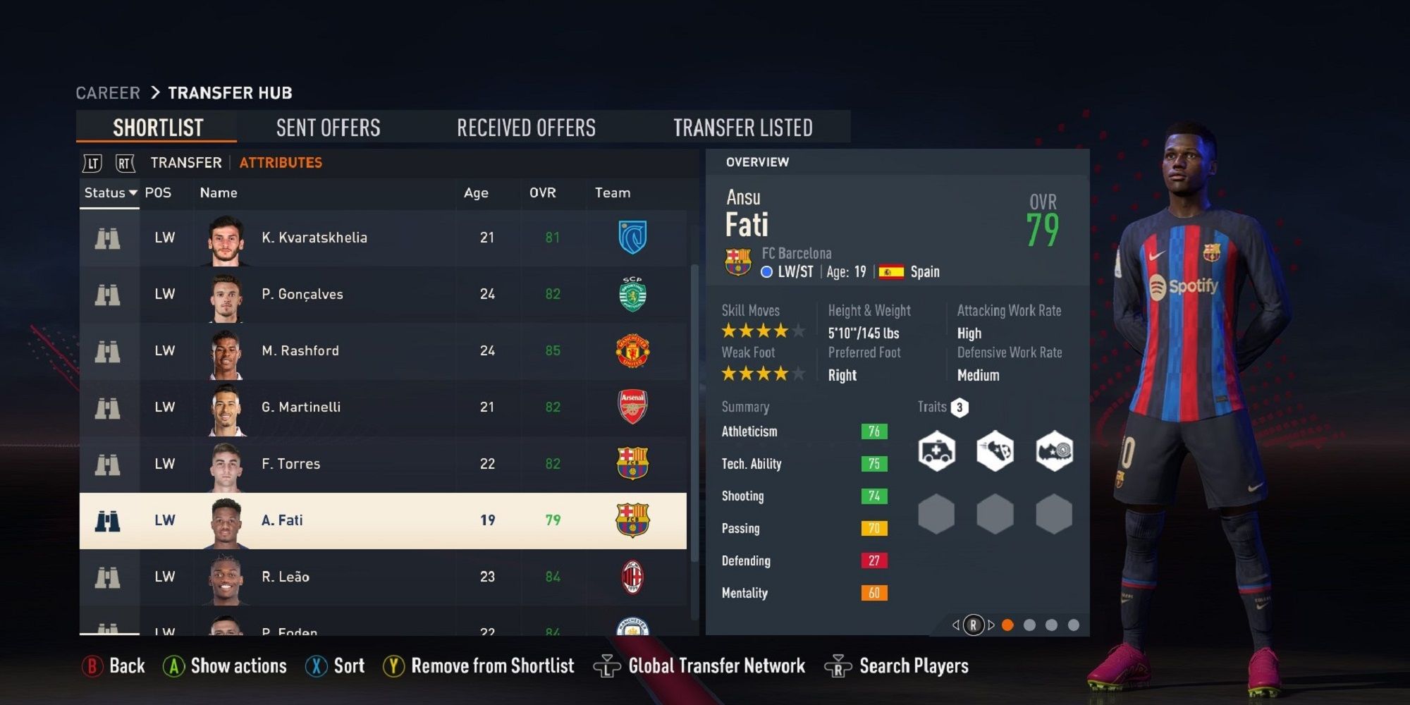 An image of Ansu Fati in FIFA 23