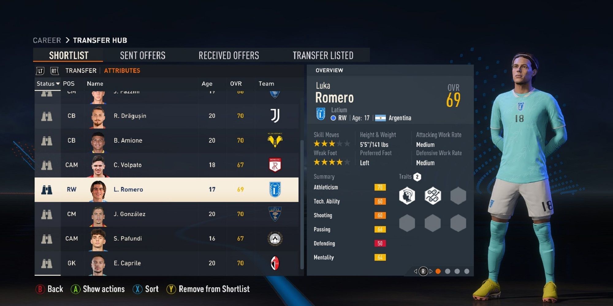 An image of Luka Romero in FIFA 23