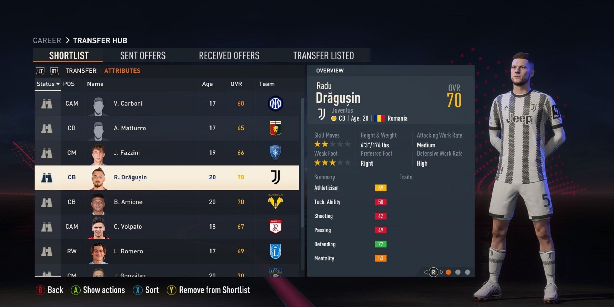 An image of Radu Dragusin in FIFA 23