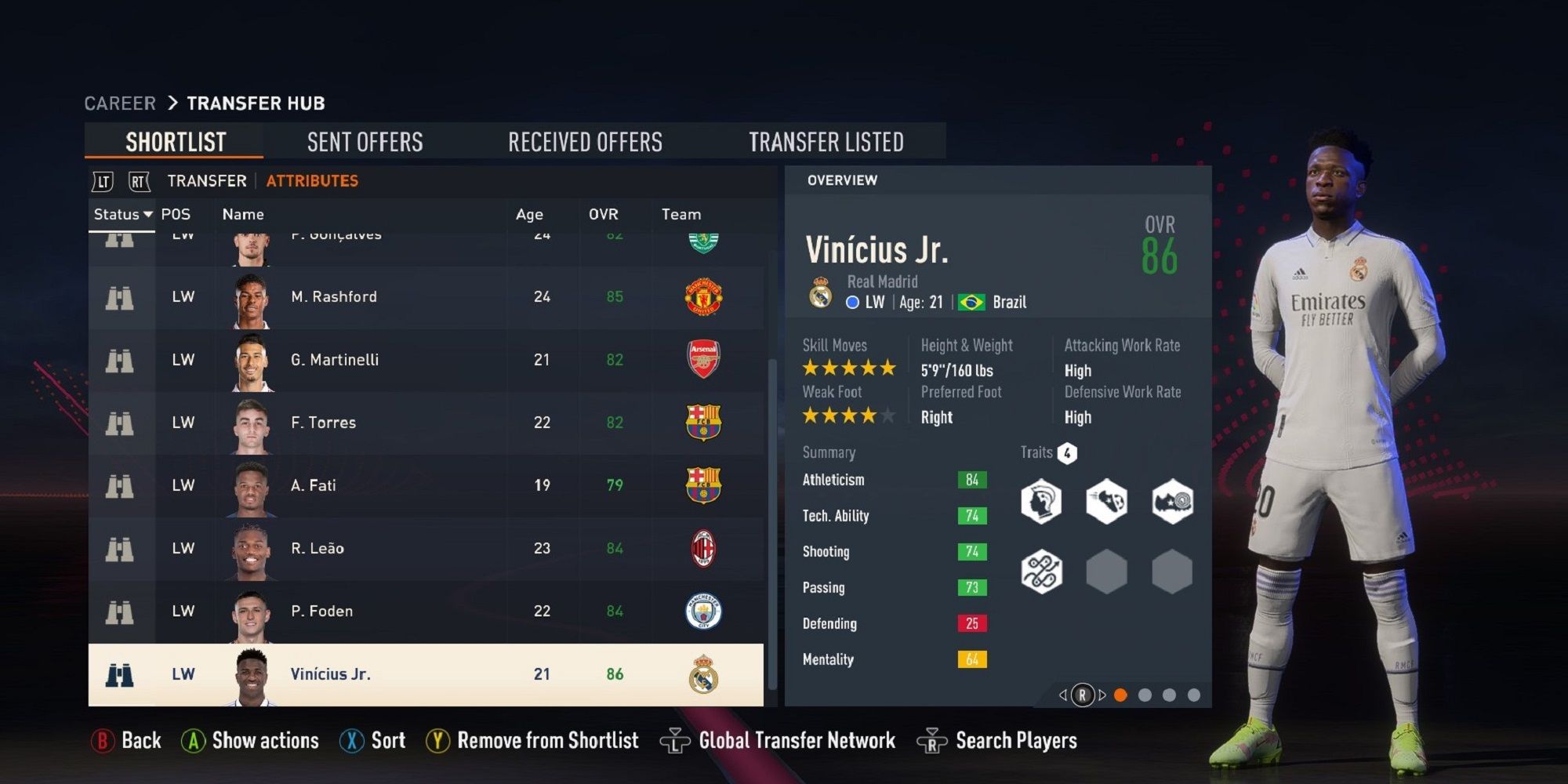 An image of Vinicius Jr in FIFA 23