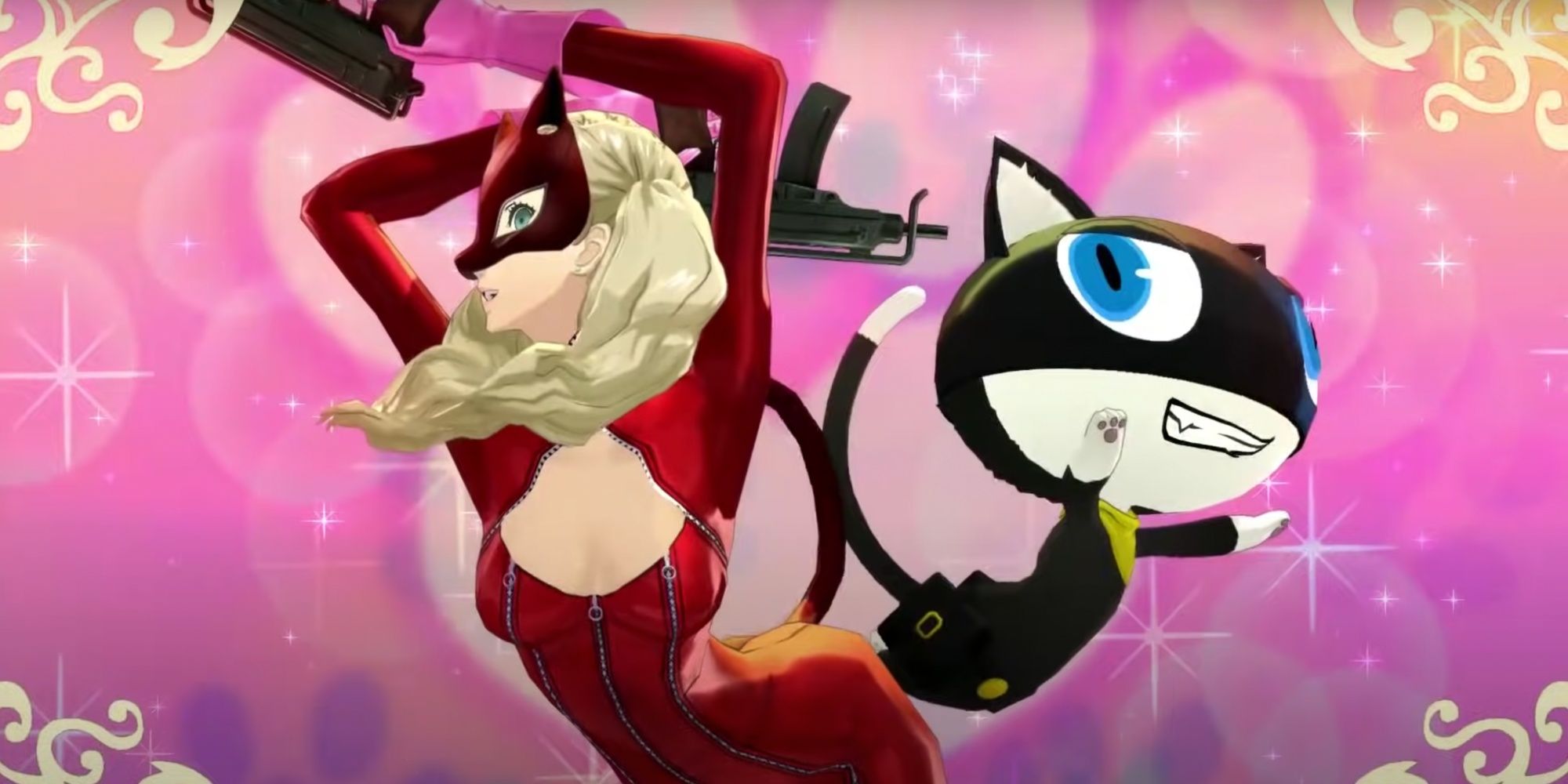 Ann and Morgana Posing Against a Pink Background