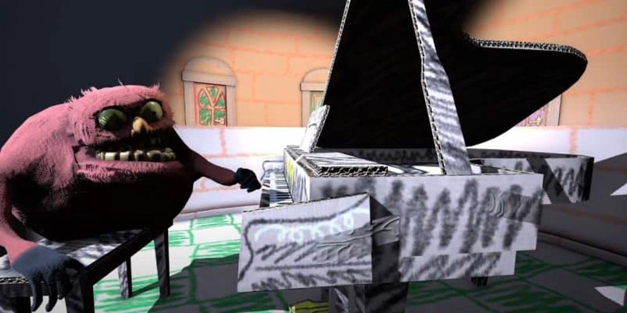 Arnold sits at his cardboard piano in My Friendly Neighborhood