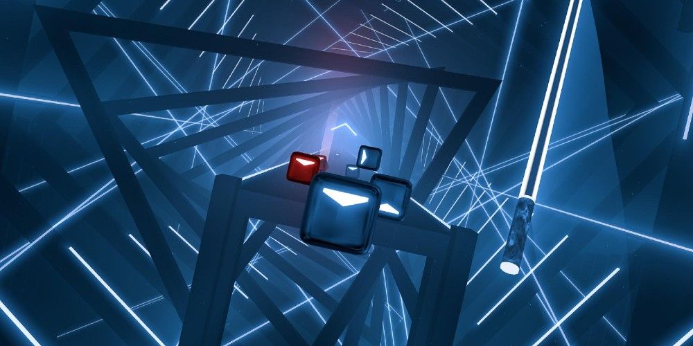 A screenshot of a simple Beat Saber level