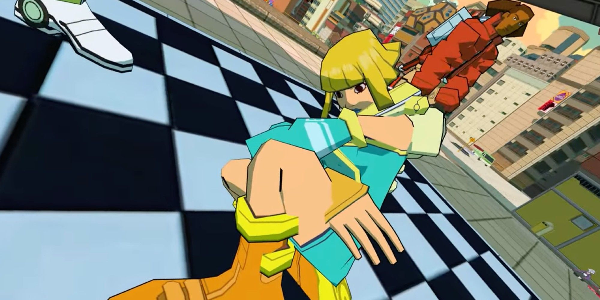 Bel folds her arms in a cute pose in Bomb Rush Cyberfunk.