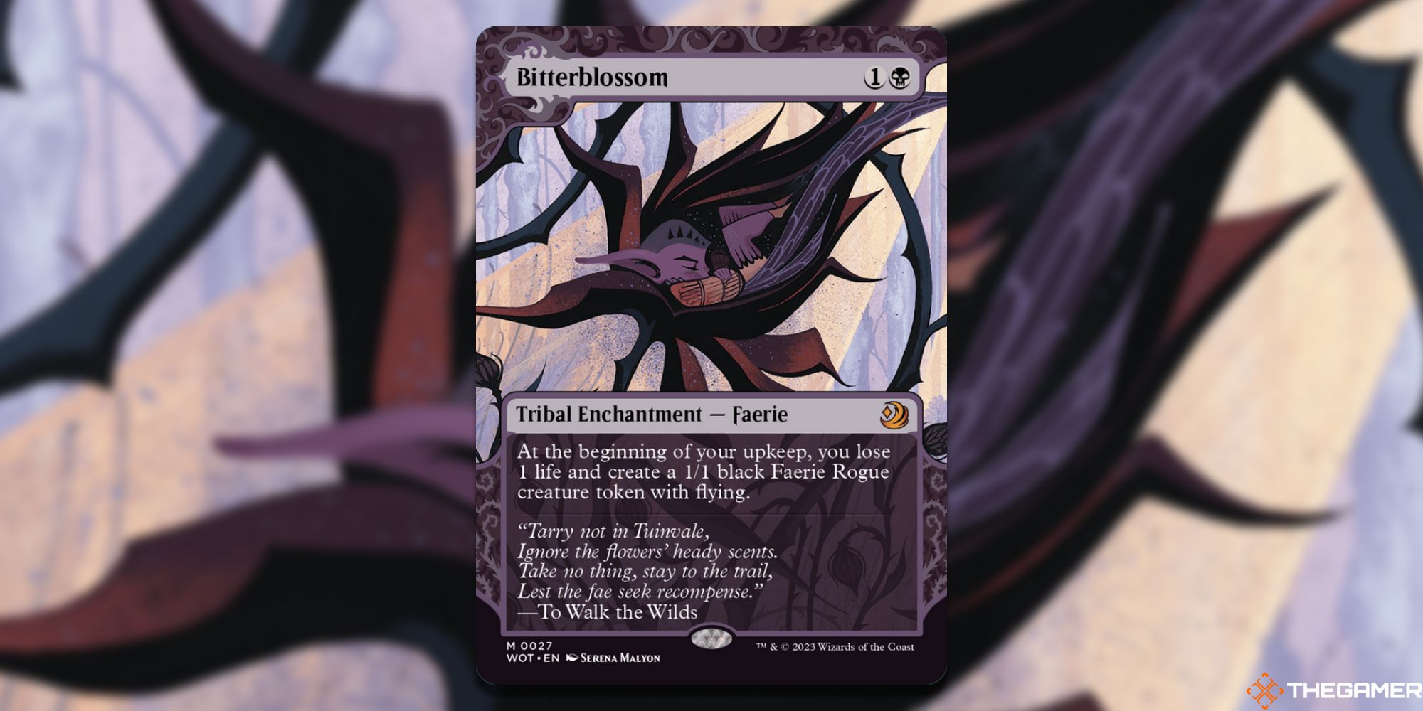 Image of the Bitterblossom card in Magic: The Gathering, with art by Serena Malyon