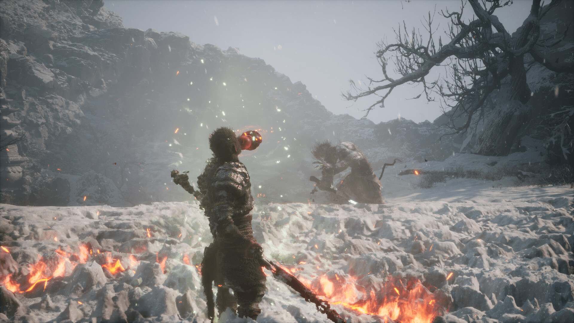 Wukong drinking a healing potion in Black Myth: Wukong.