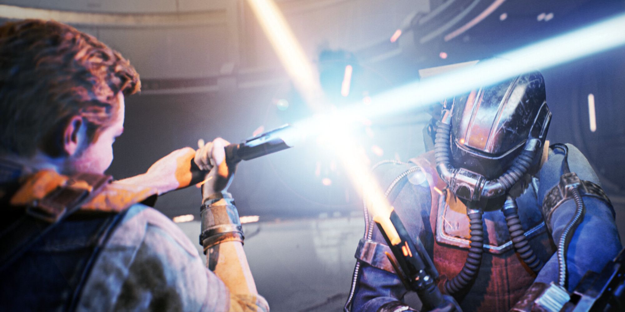 Cal Kestis in a lightsaber duel