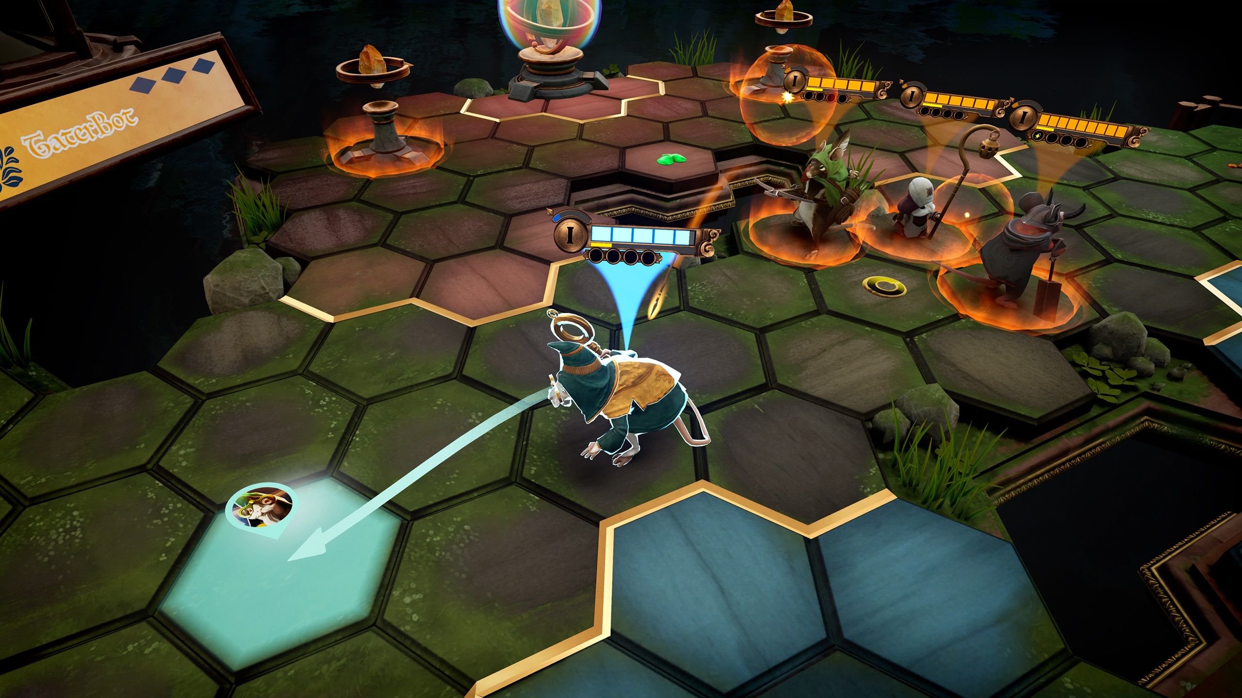Champions moving across the board in Glassbreakers.