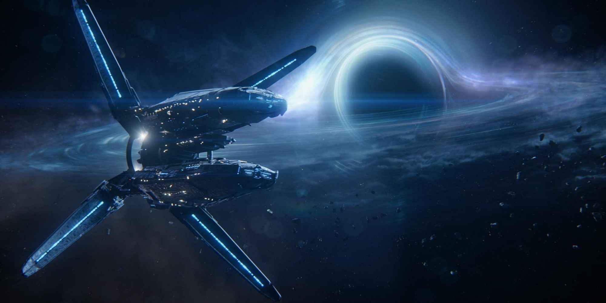 Spaceship Flying By A Black Hole In Mass Effect