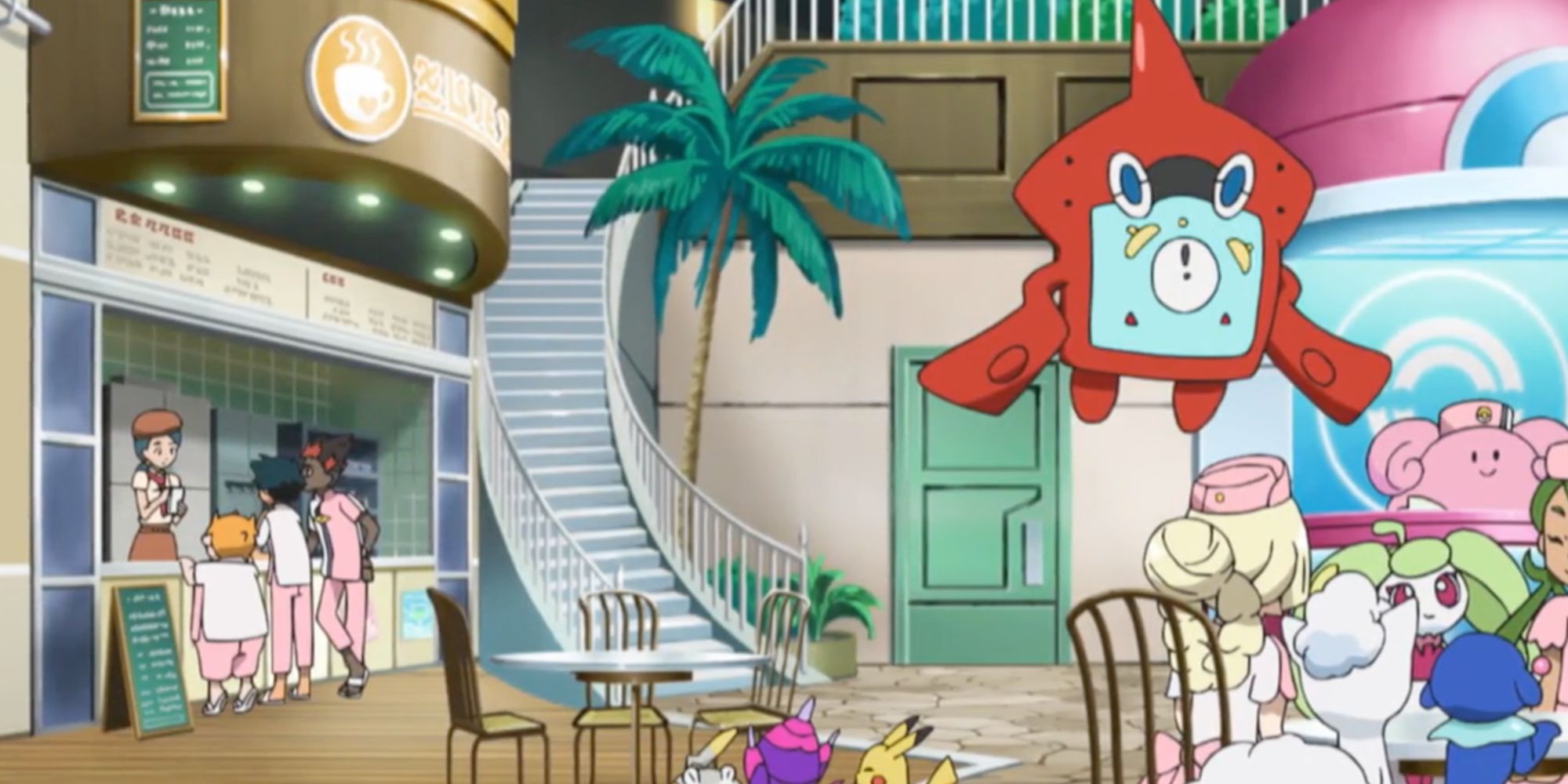 Ash And His Friends At A Pokemon Center Cafe In Alola From The Pokemon Anime