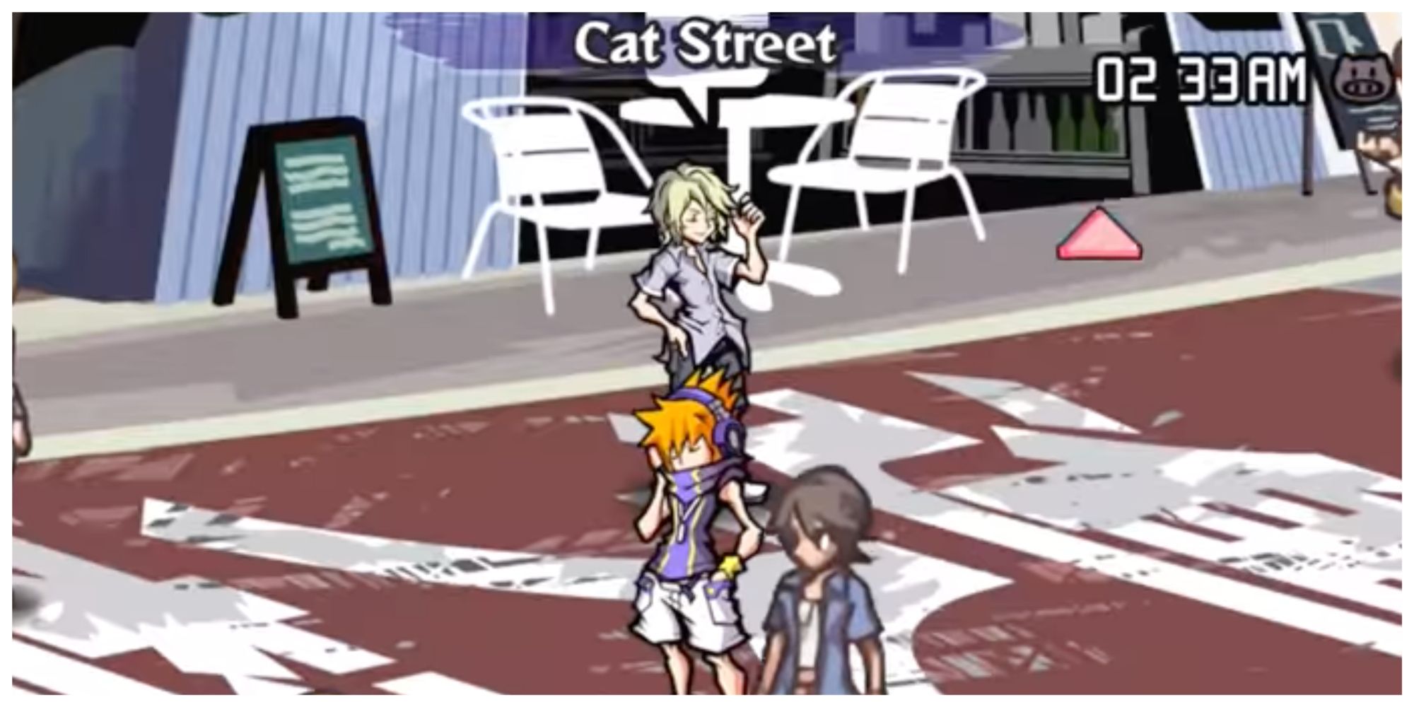 Neku And Joshua Standing Outside WildKat Cafe from The World Ends With You Final Remix