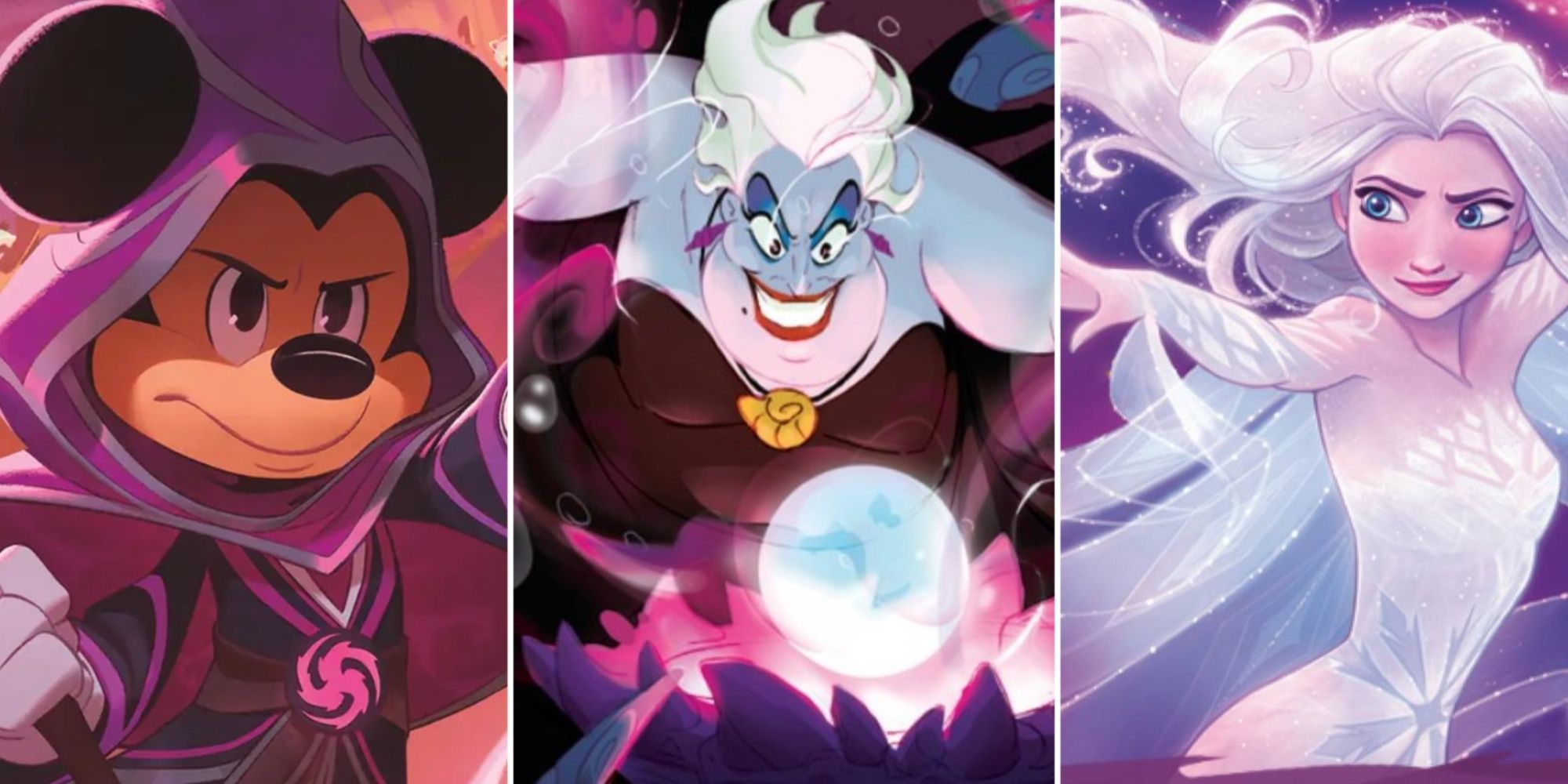 mickey mouse ursula and elsa featured image best amethyst cards lorcana