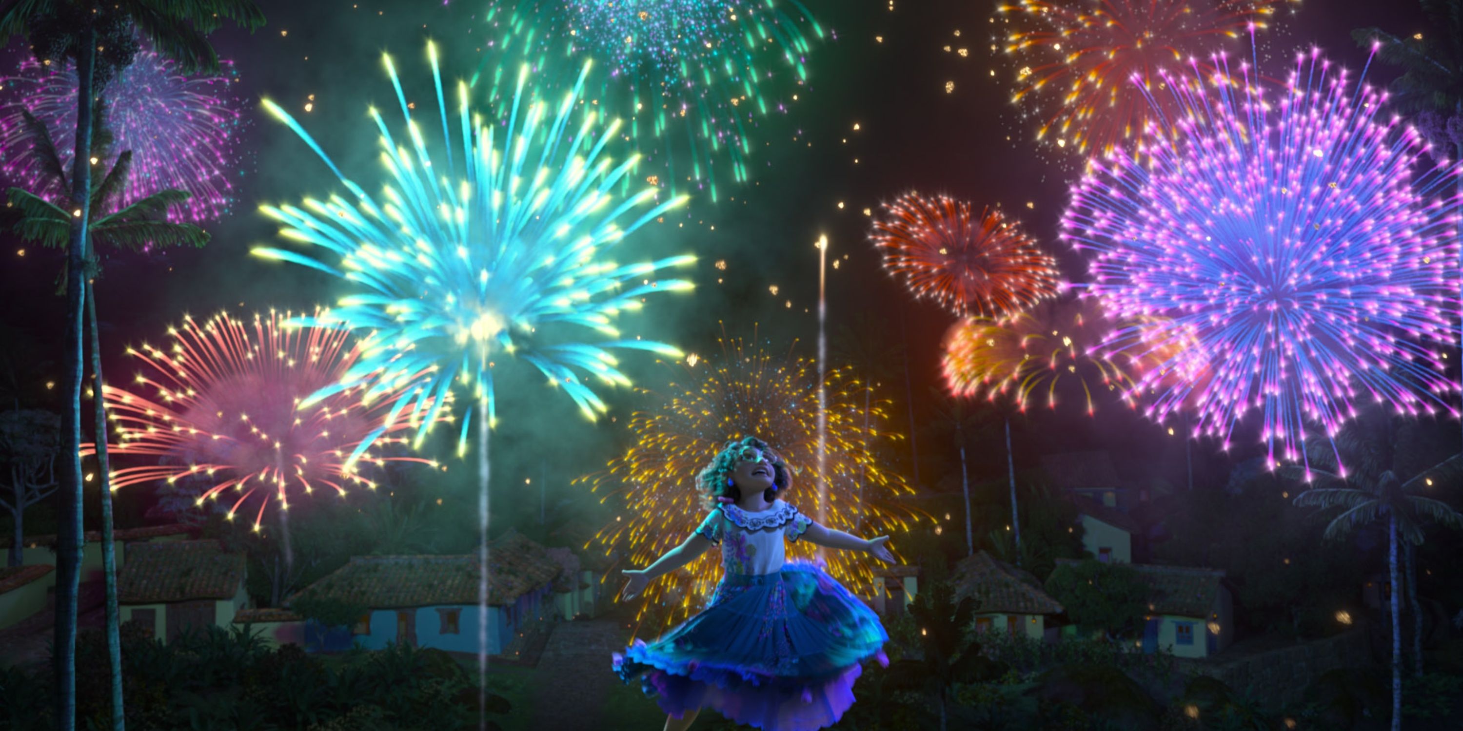 Mirabel sings from the rooftops in Encanto.