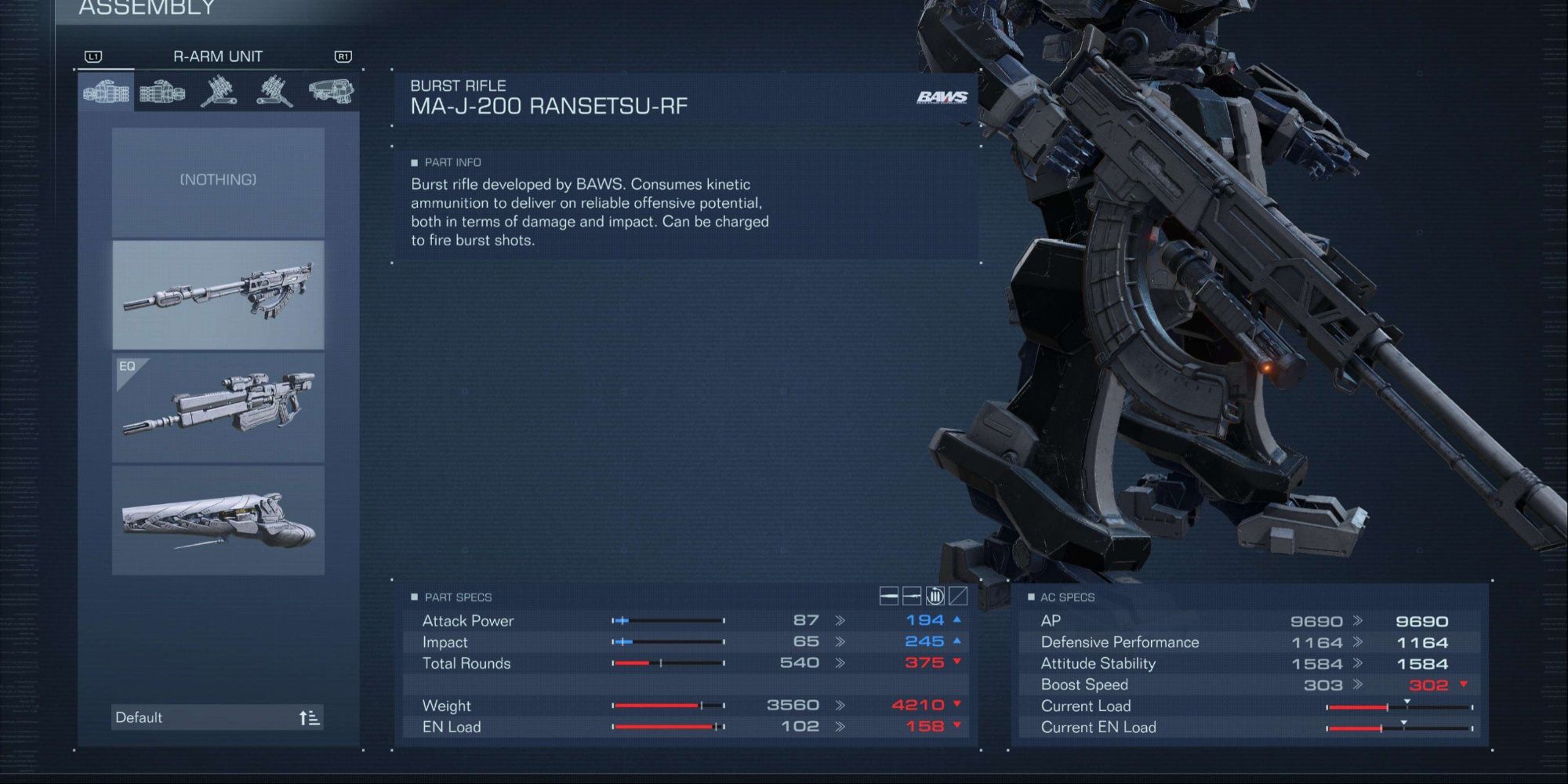 The Ransetsu-RF Rifle in Armored Core 6 