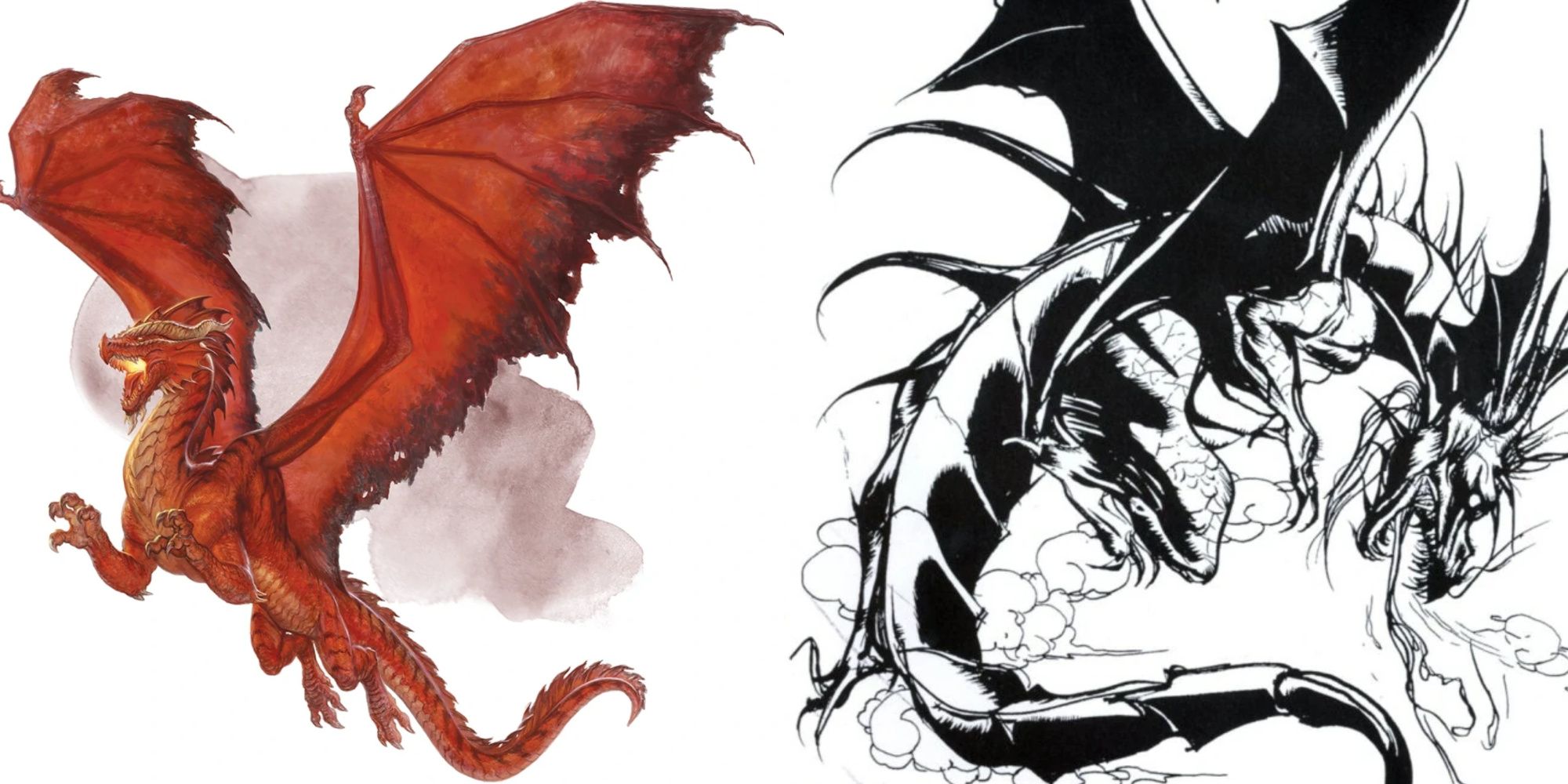 red dragon from dengeons and dragons and dragon from final fantasy