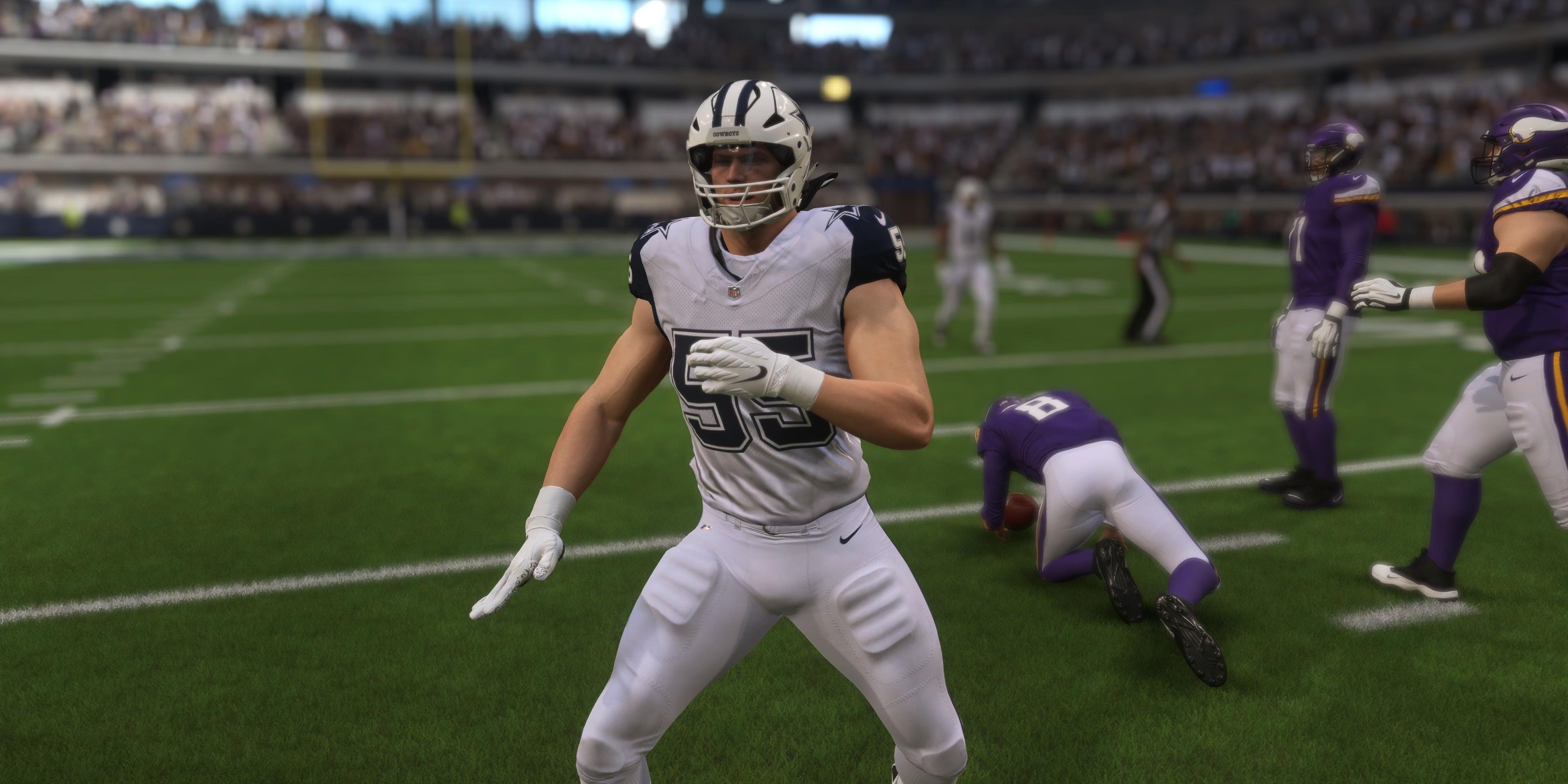 Dallas Cowboys linebacker celebrating sack