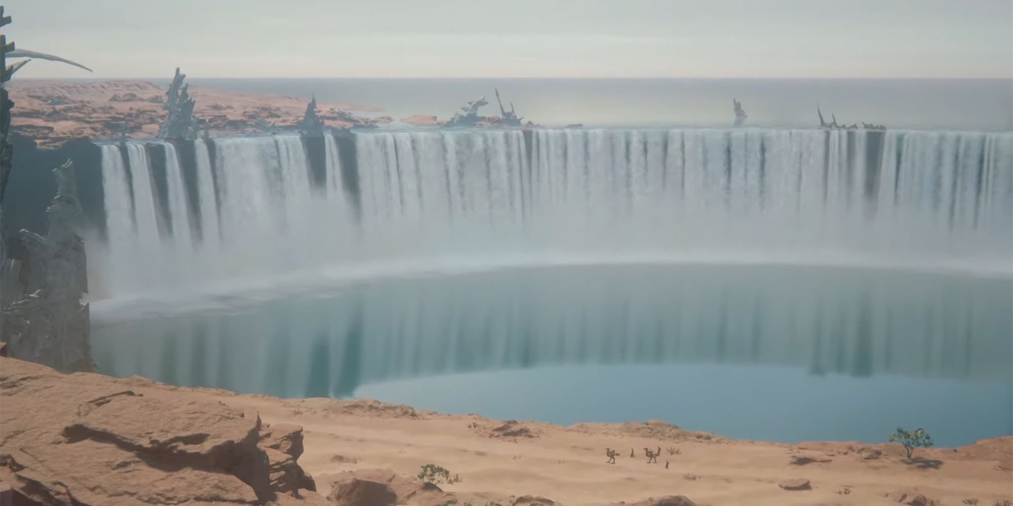 lake and waterfalls at dzemekys falls in Final Fantasy 16
